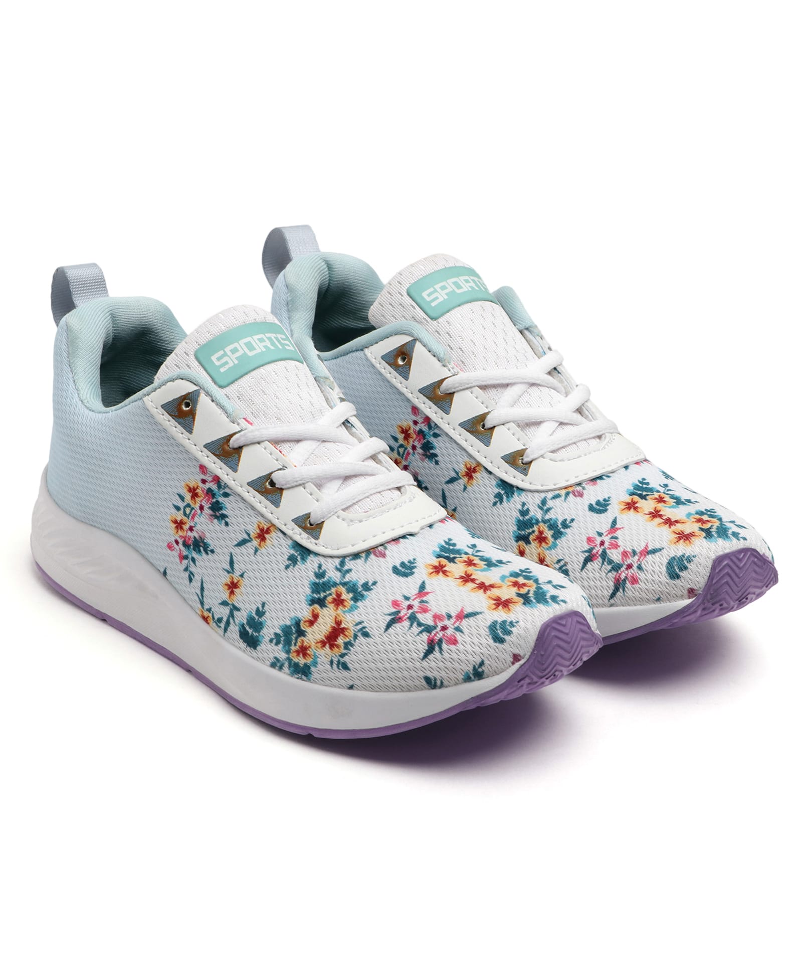 TOMSY CHOICE Mesh Detailed Floral Printed Ombre Lace Up Shoes - Purple & Sky Blue-picture-28