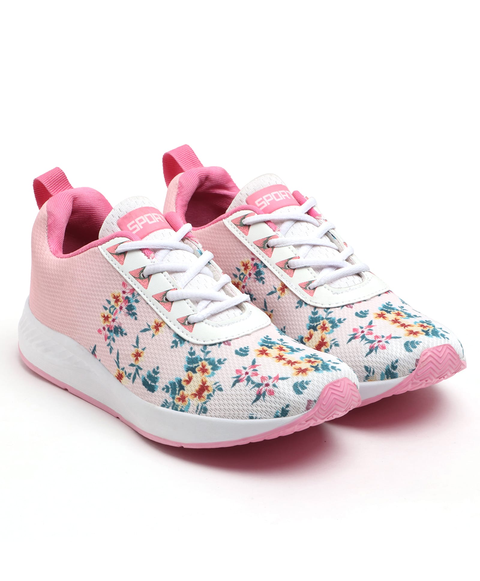 TOMSY CHOICE Mesh Detailed Floral Printed Ombre Lace Up Shoes - Pink-picture-22