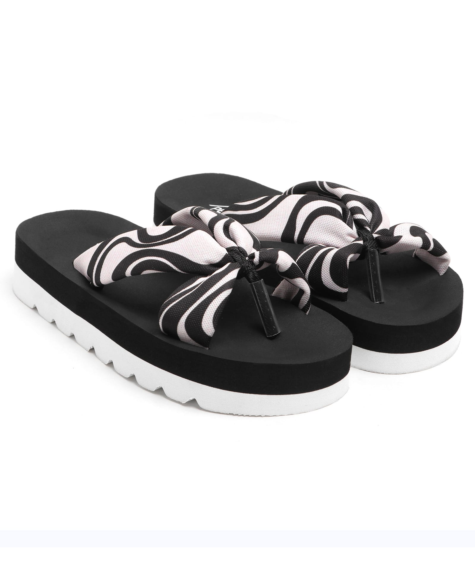 TOMSY CHOICE Abstract Designed Flip Flops - Black-image-6