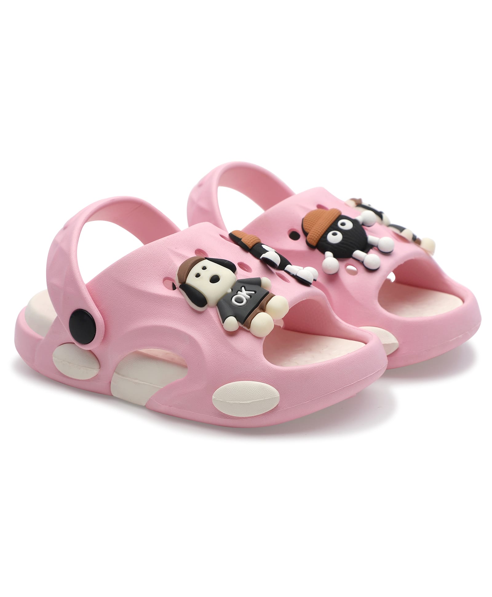 TOMSY CHOICE Cartoon Applique Detailed Perforated Slingback Sandals - Pink-picture-17
