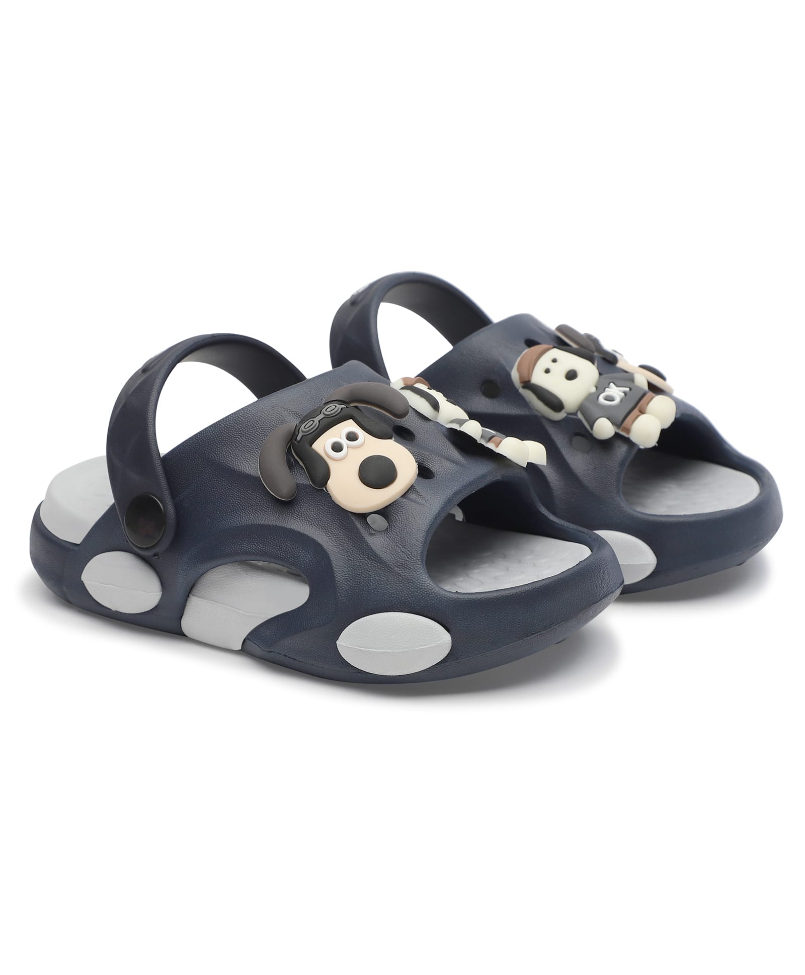 TOMSY CHOICE Cartoon Applique Detailed Perforated Slingback Sandals - Blue-image-15