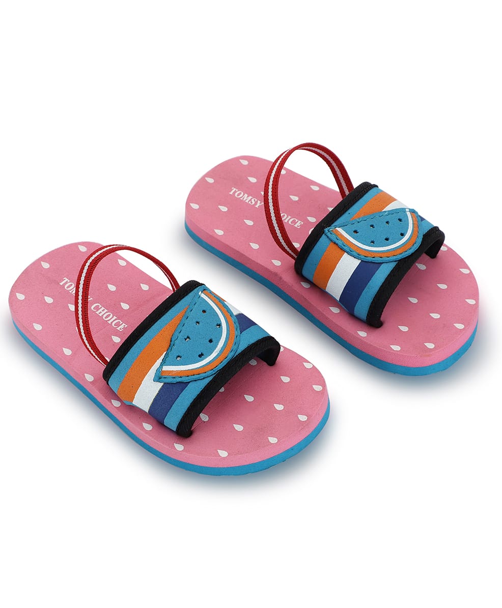 TOMSY CHOICE Striped & Fruit Patch Detailed Back Strap Sandals - Pink-picture-14
