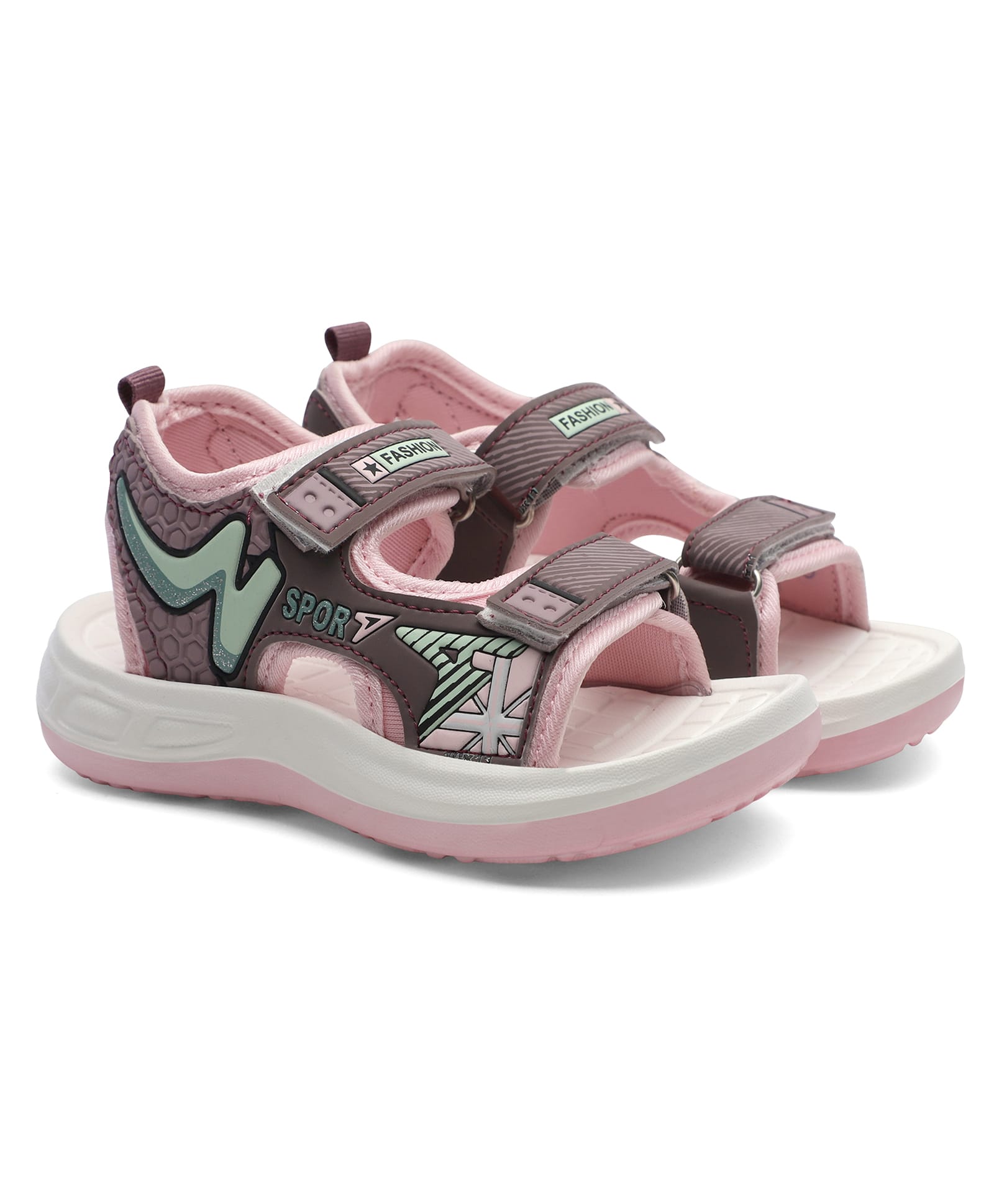 TOMSY CHOICE Colour Blocked Velcro Closure Sandals - Pink-picture-19