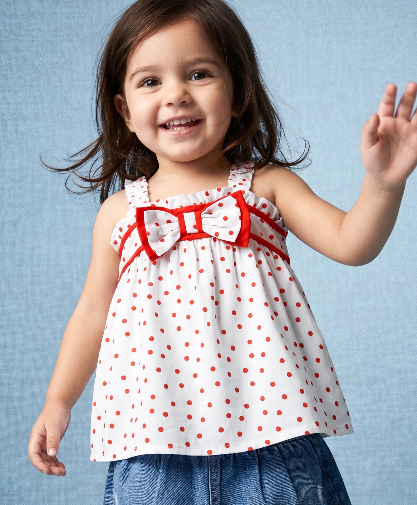 Babyhug Cotton Woven Sleeveless Polka Dots Printed Top With Bow Applique Multi Color 6-9 Months-image-47