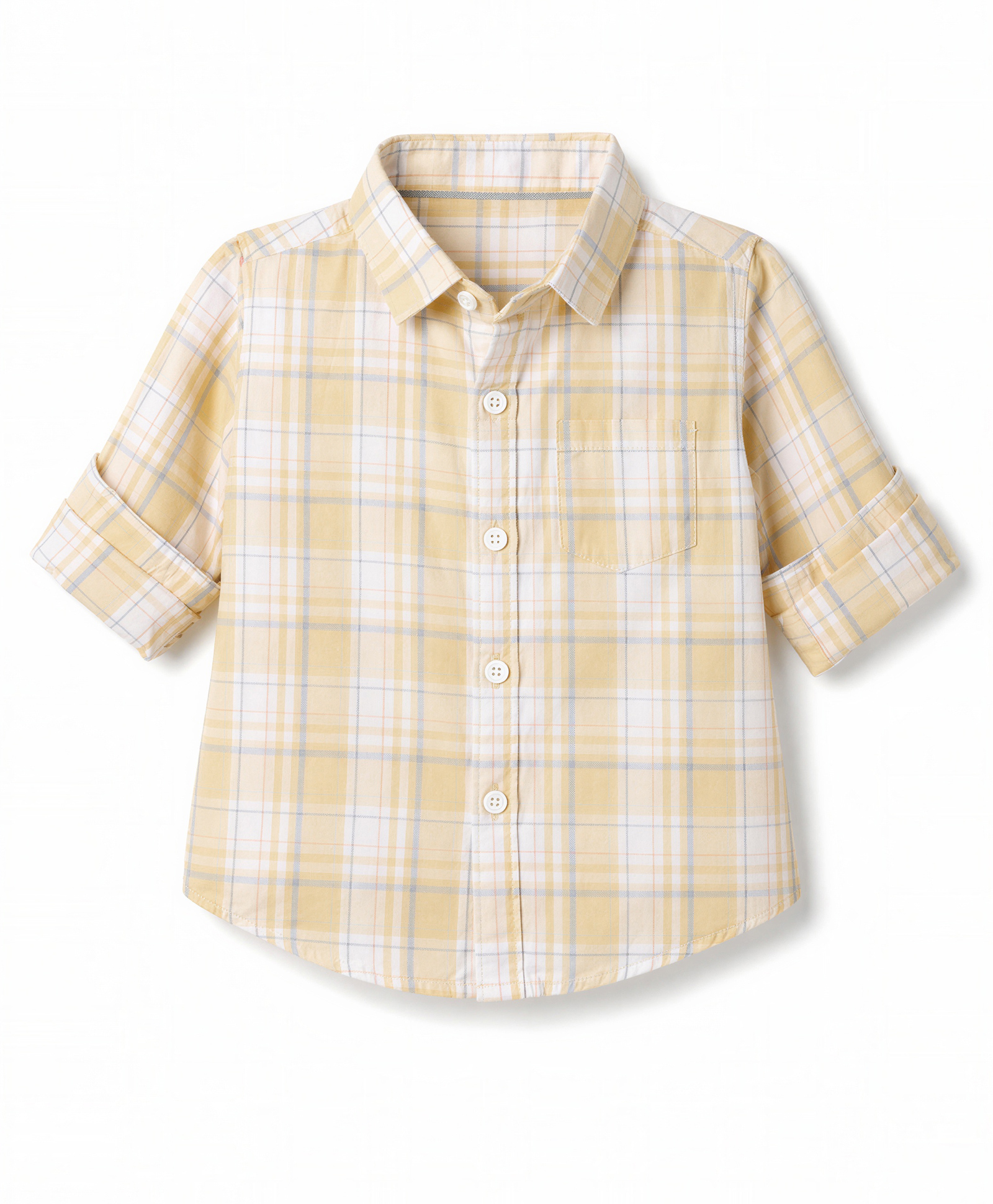 Dapper Dudes Cotton Woven Checked Shirt Full Sleeves Yellow 3-6 Months-picture-14