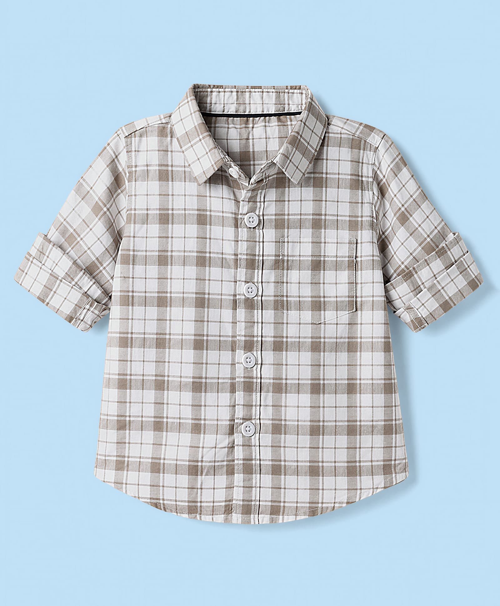 Dapper Dudes Cotton Woven Shirt Checked Full Sleeves Brown 3-4 Years-image-4