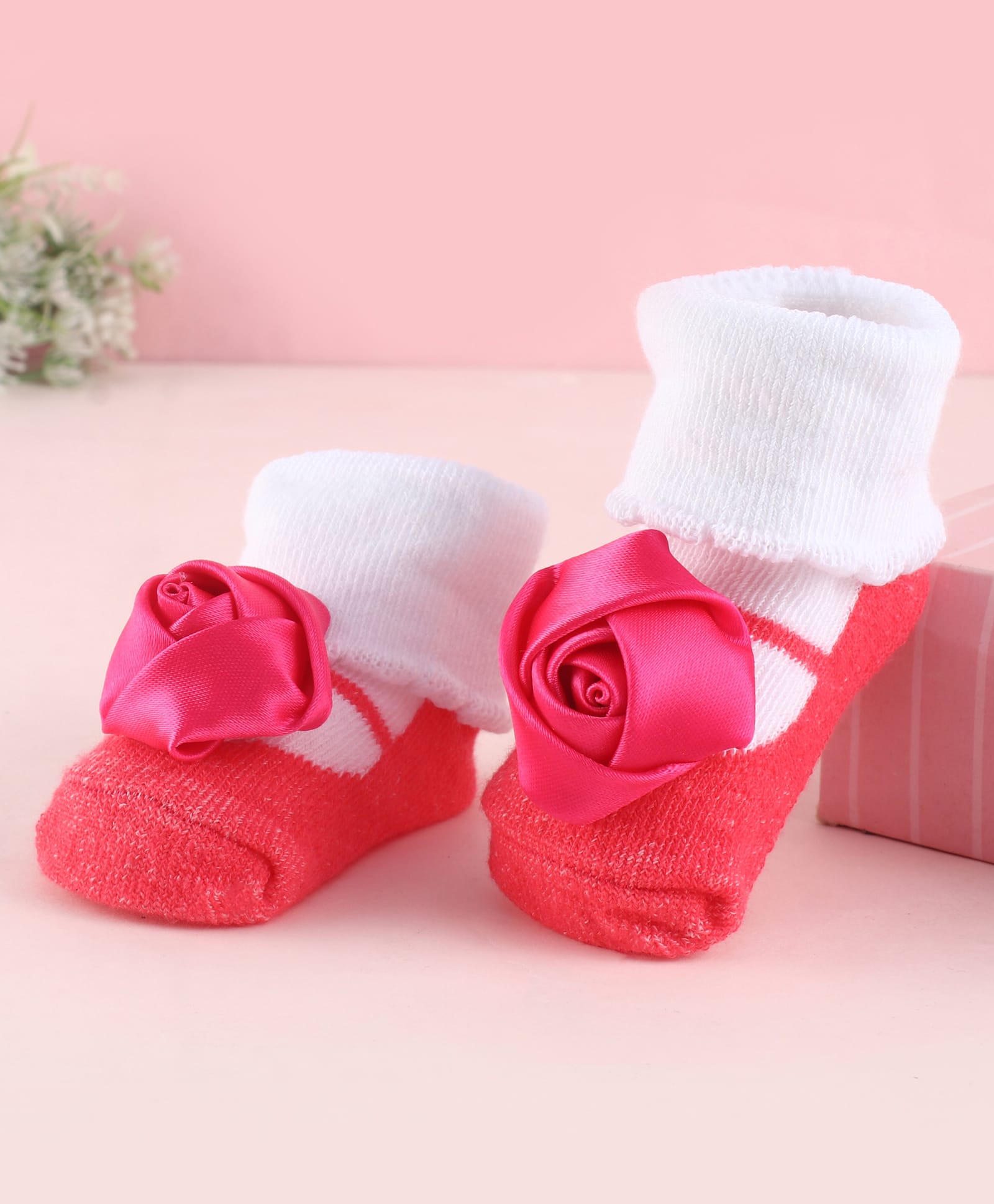 Cute Walk by Babyhug Fabric Socks Shoes With Large Floral Applique - Pink-picture-14