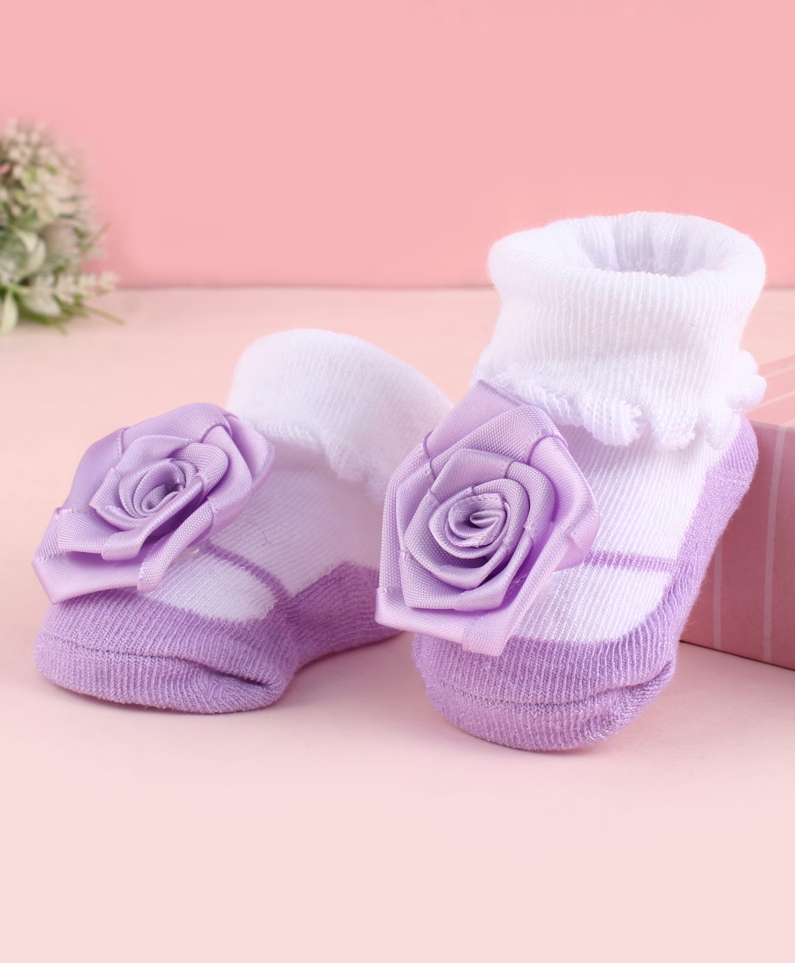 Cute Walk by Babyhug Fabric Socks Shoes With Large Floral Applique - Purple-picture-27