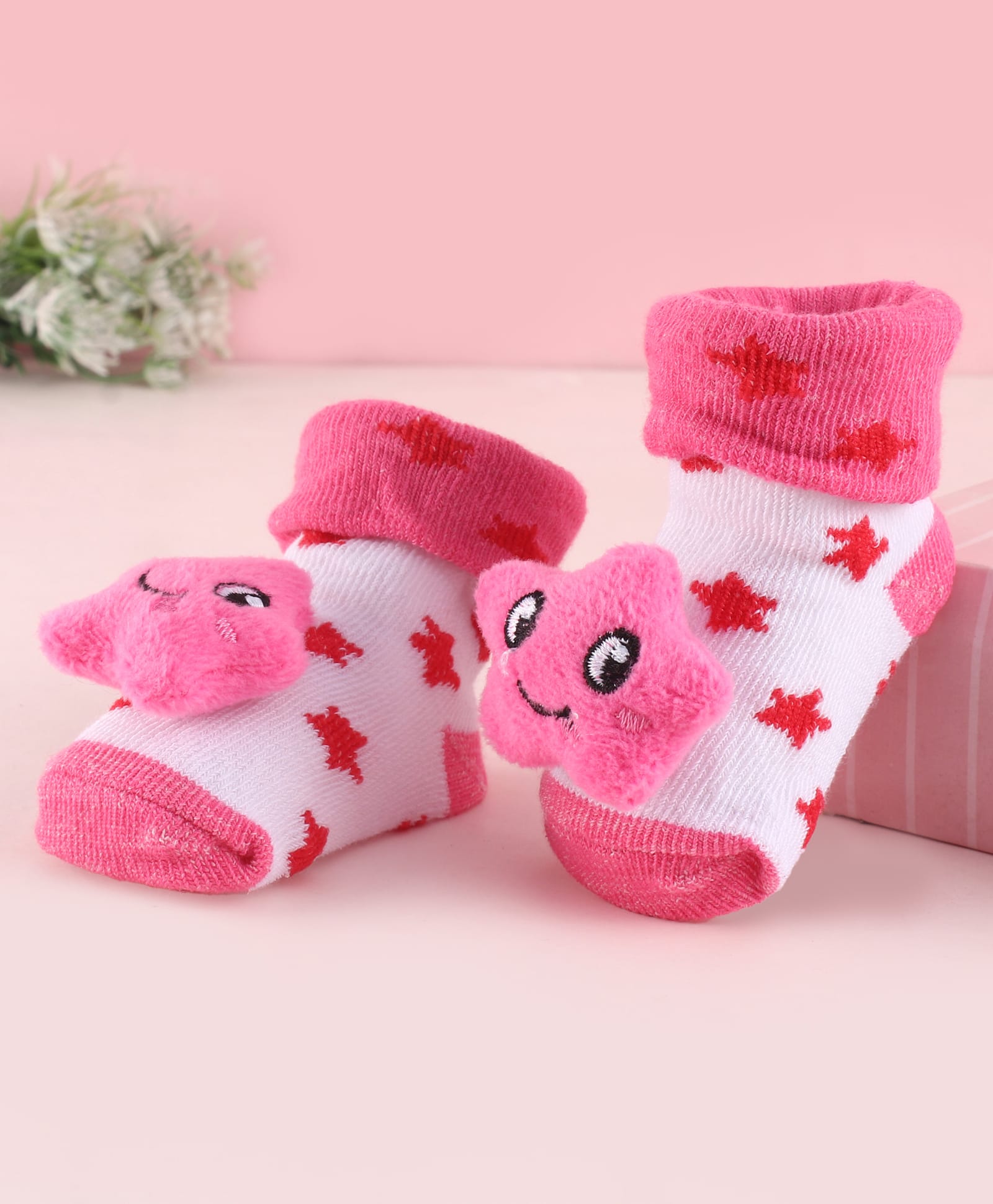 Cute Walk by Babyhug Fabric Socks Shoes With Large Star Applique - Pink-picture-16