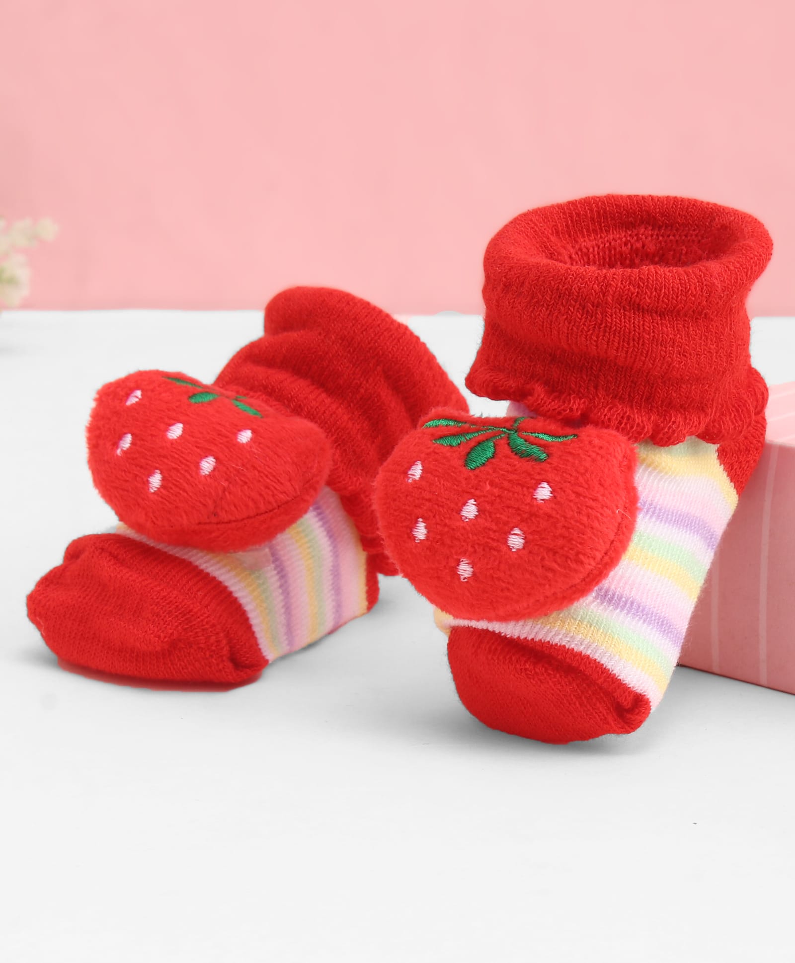 Cute Walk by Babyhug Socks With Large Strawberry Applique - Red-picture-24