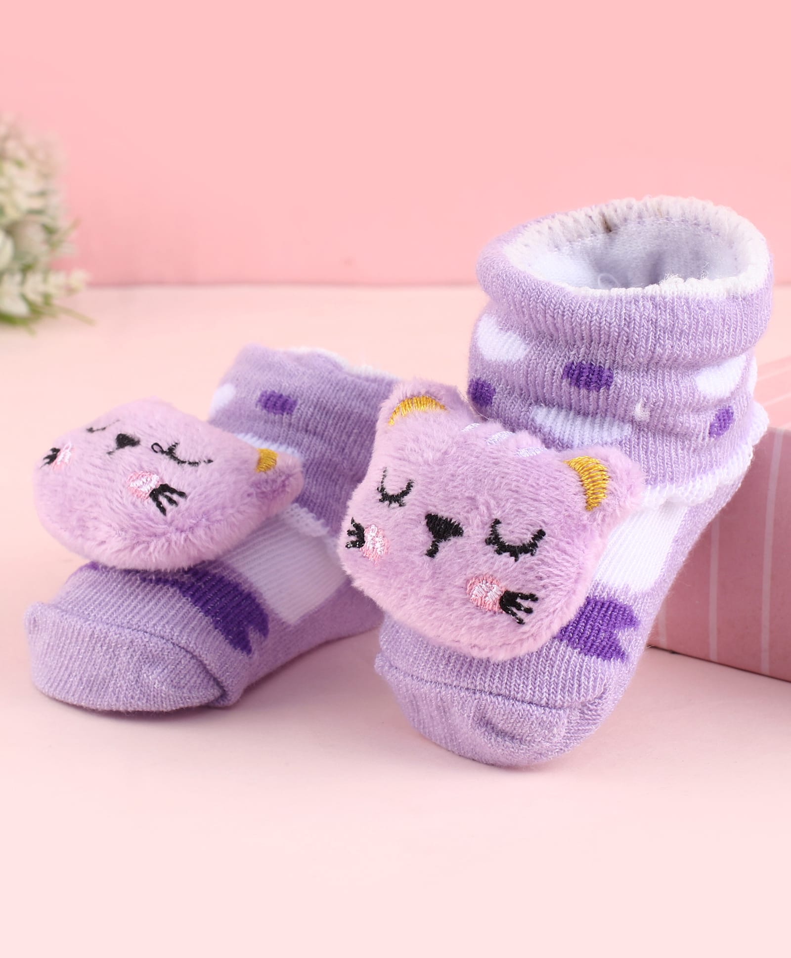 Cute Walk by Babyhug Fabric Socks Shoes With Large Hello Kitty Applique - Purple-picture-27