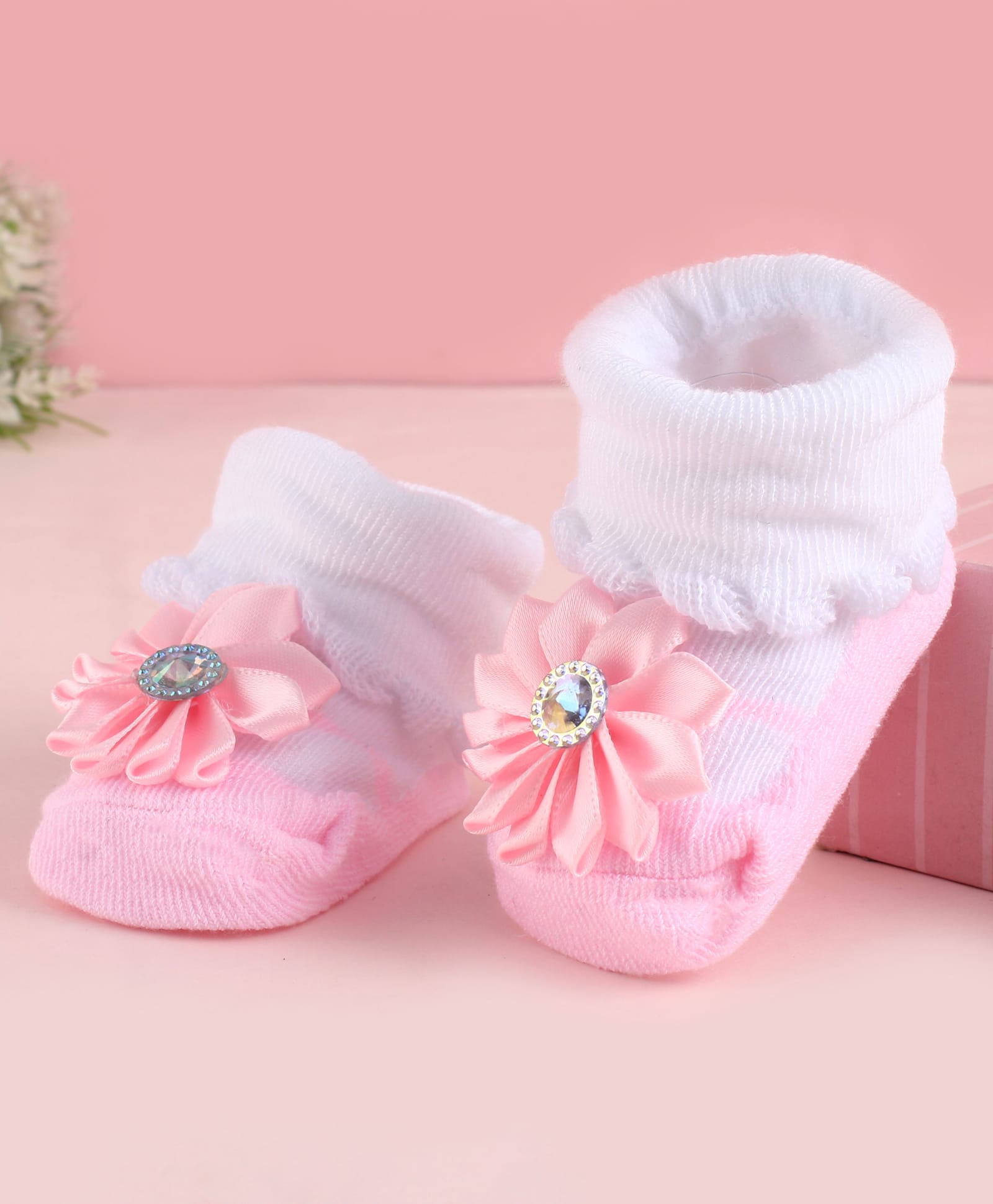 Cute Walk by Babyhug Fabric Socks Shoes With Large Floral Applique - Pink-picture-22