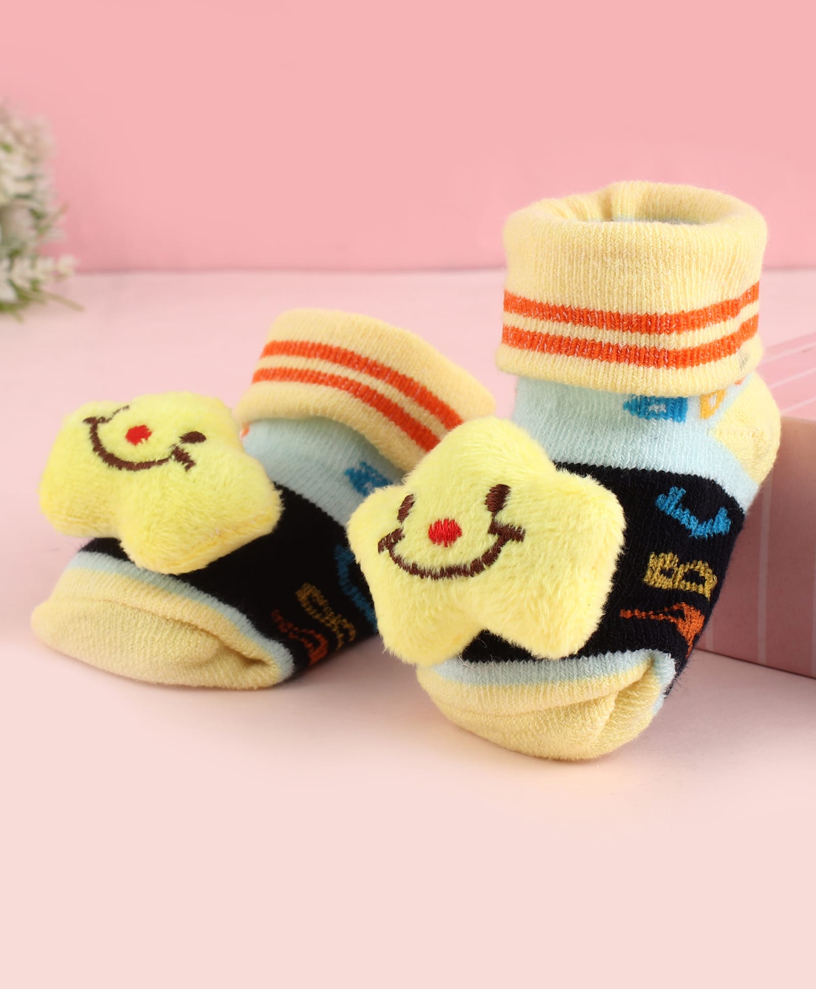 Cute Walk by Babyhug Fabric Socks Shoes With Large Star Applique - Yellow-picture-10