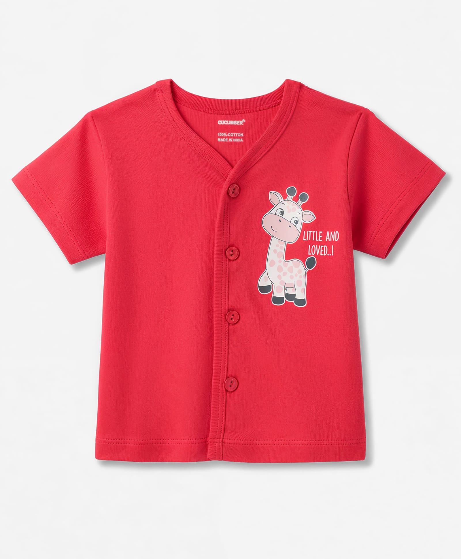 CUCUMBER Sinker Knit Half Sleeves Jhablas with Giraffe Print - Red-picture-14
