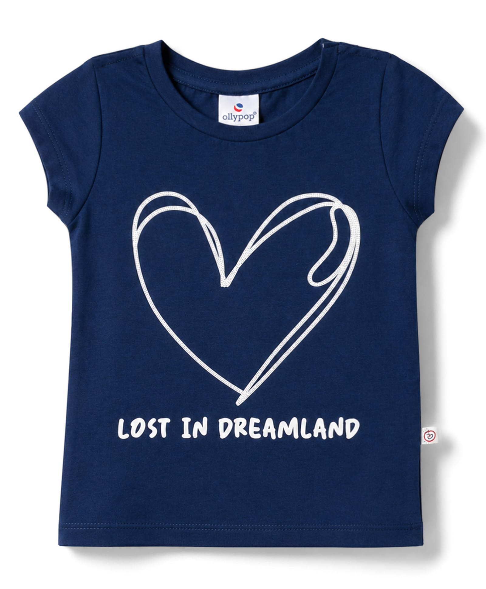 Ollypop Cotton Knit T-Shirts Half Sleeves Round Neck Navy Blue Heart Print 12-18 Months-image-37