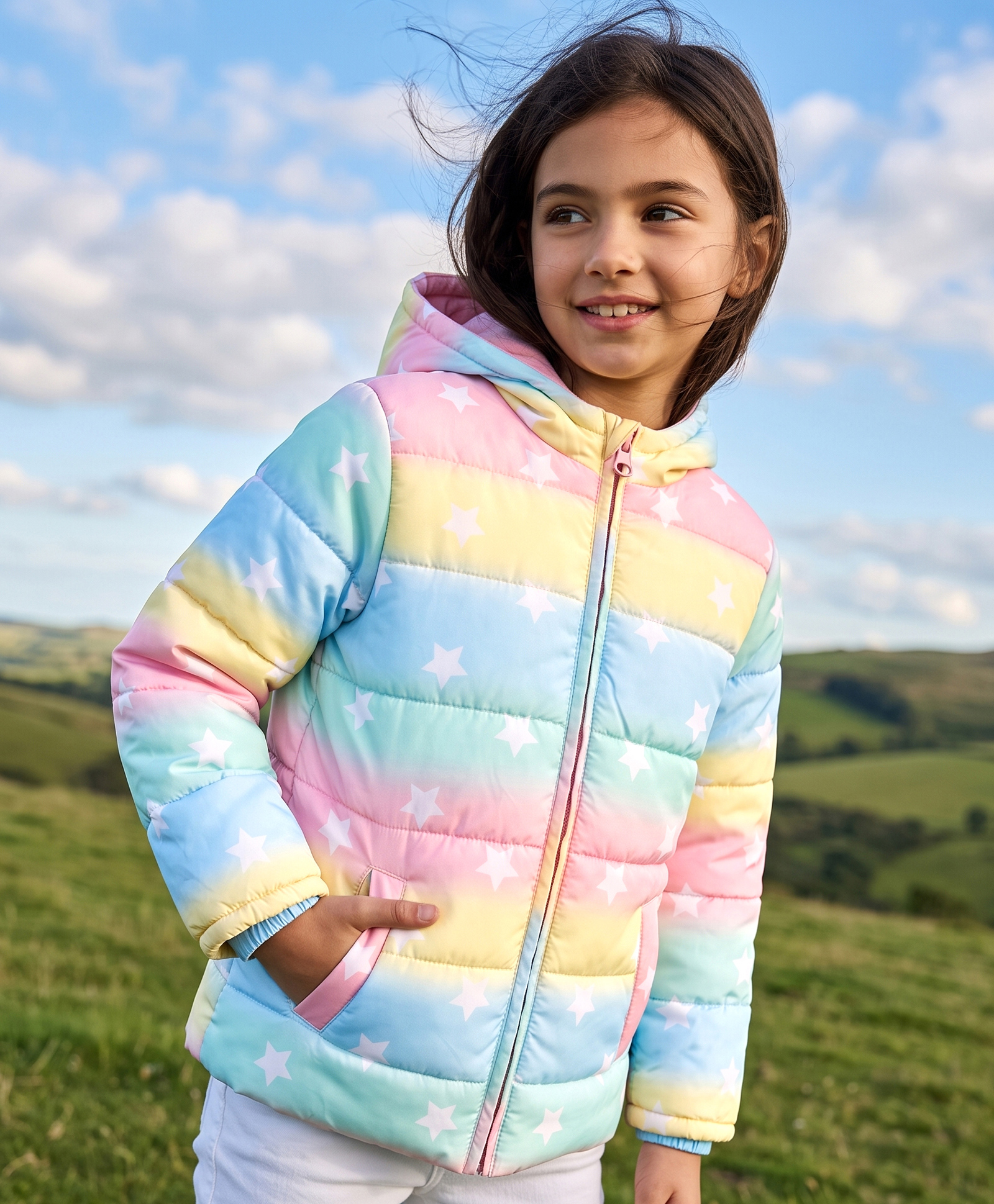 Pine Kids Woven Jacket with Full Sleeves and Star Print - Light Blue-picture-38