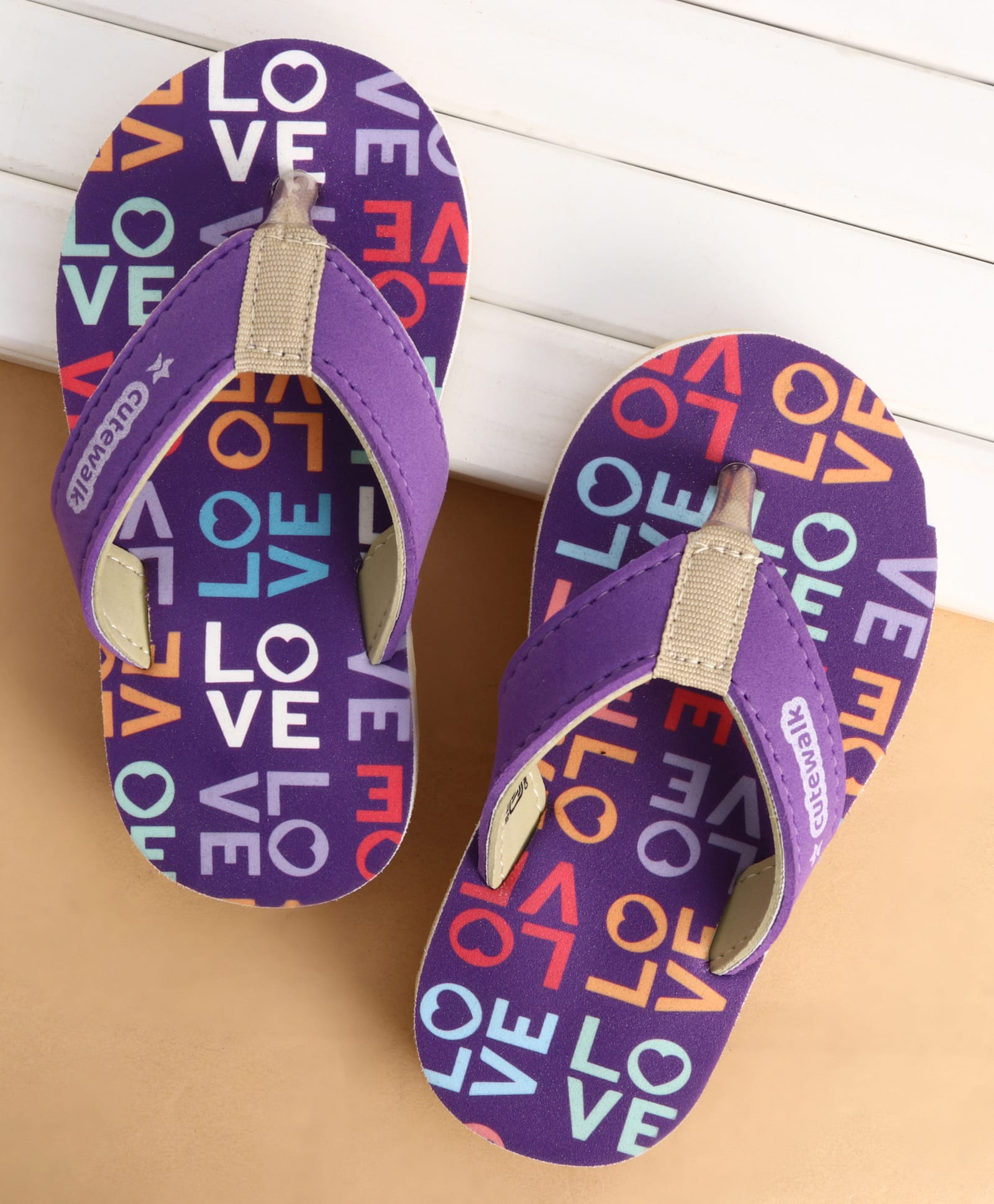Cute Walk by Babyhug Slip Ons Flip Flops With Text Print - Purple-picture-18