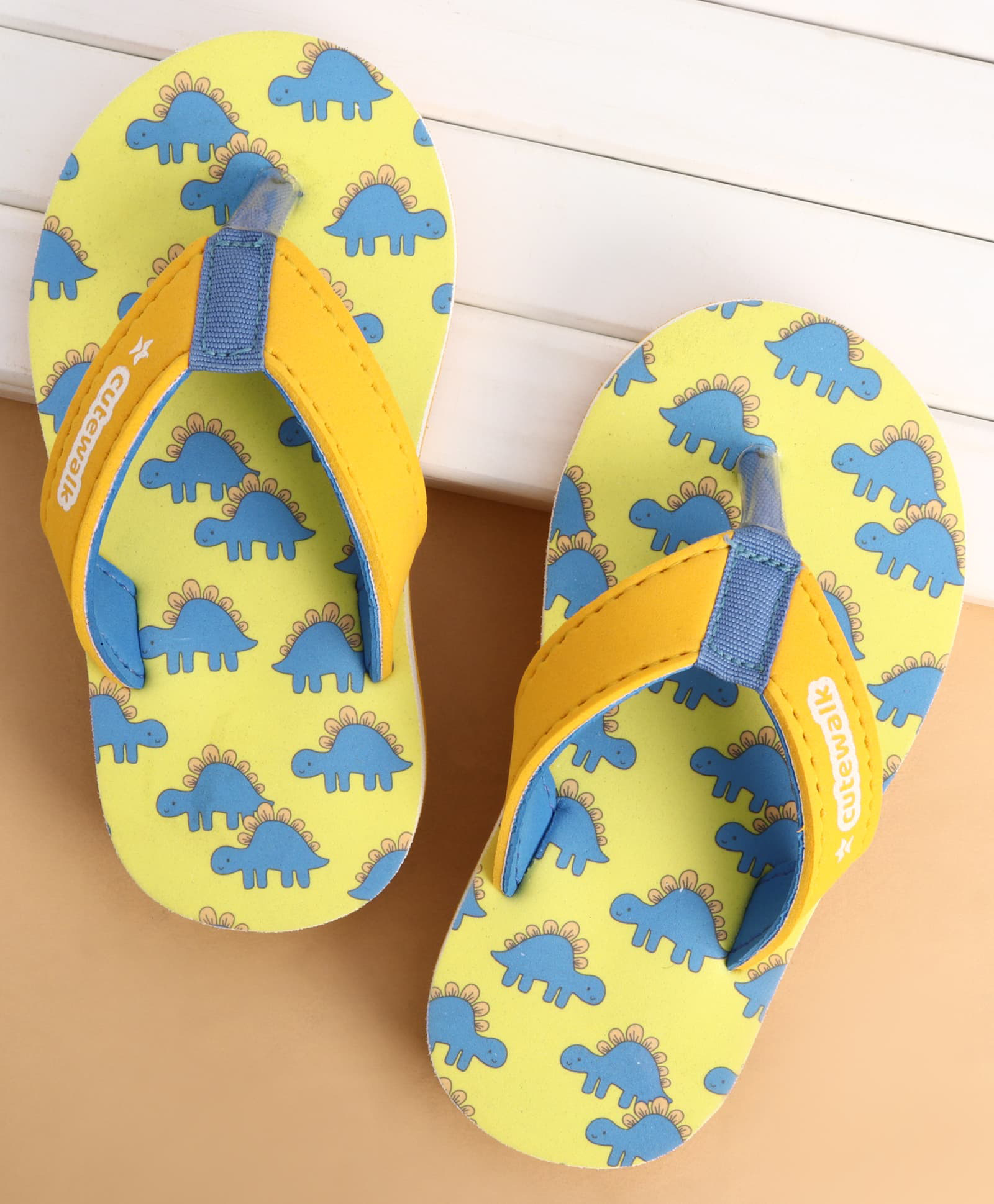 Cute Walk by Babyhug Slip Ons Flip Flop With Dino Print - Yellow-image-40