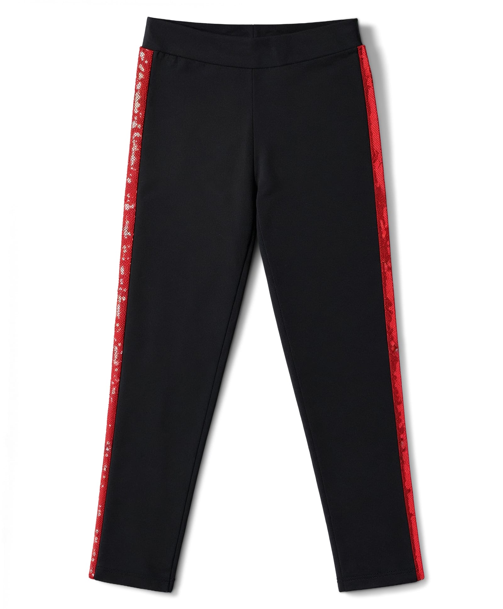 Pine Kids Cotton Lycra Knit Full Length Solid Colour Leggings with Side Sequinned Design- Black-picture-30