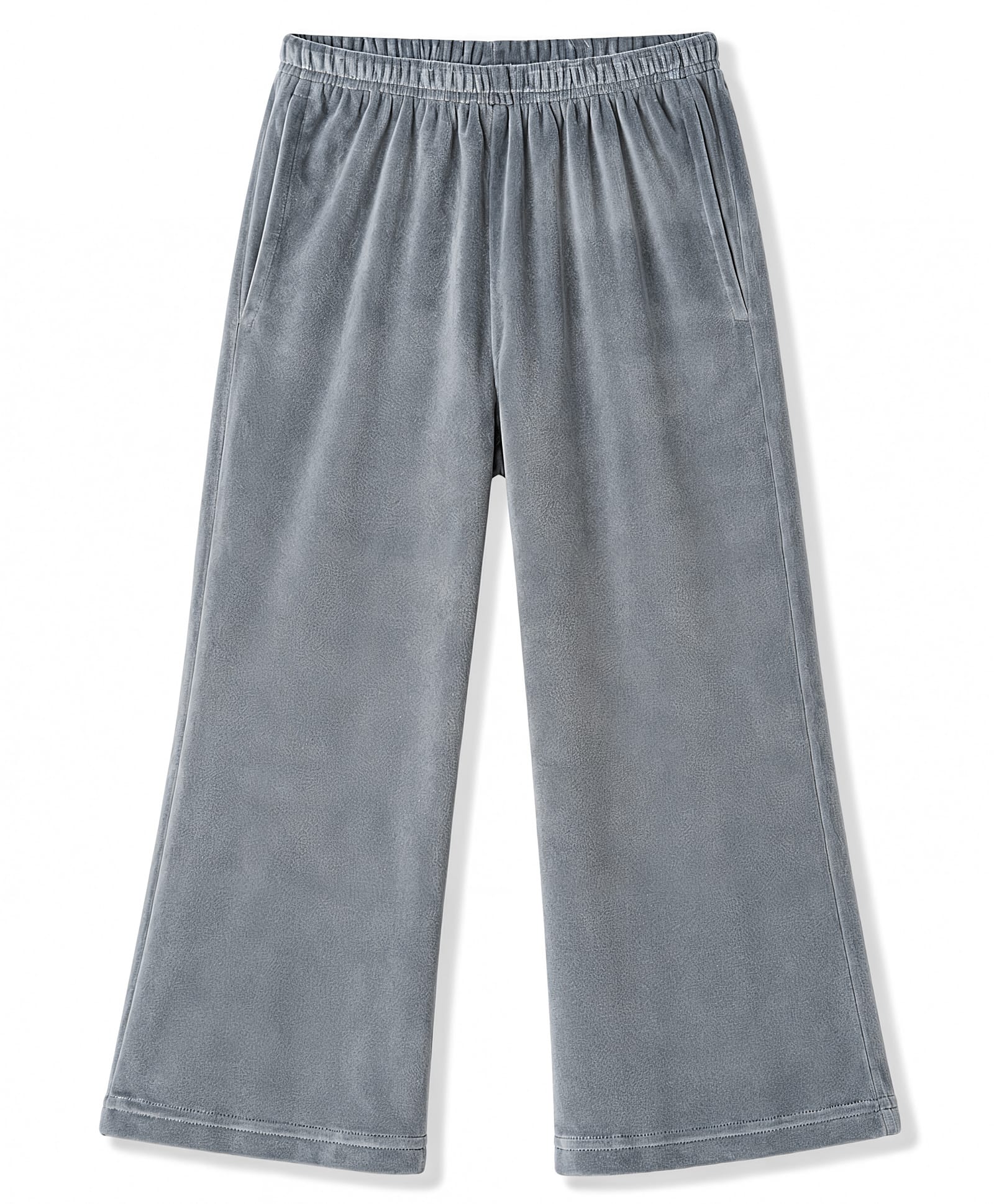 Babyhug Velour Knit Full Length Solid Textured Lounge Pant - Grey-picture-11