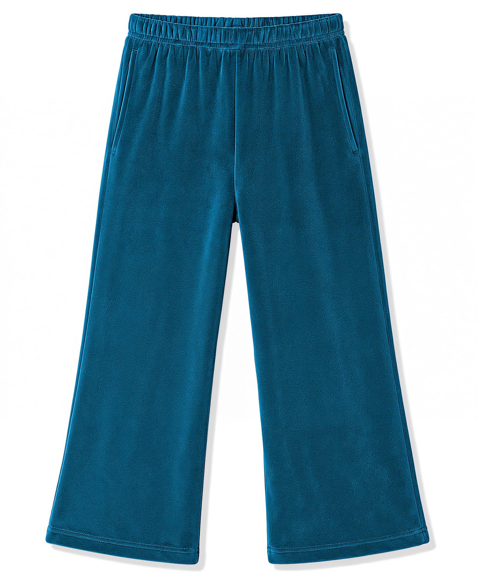 Babyhug Velour Knit Full Length Solid Textured Lounge Pant - Teal Blue-image-11