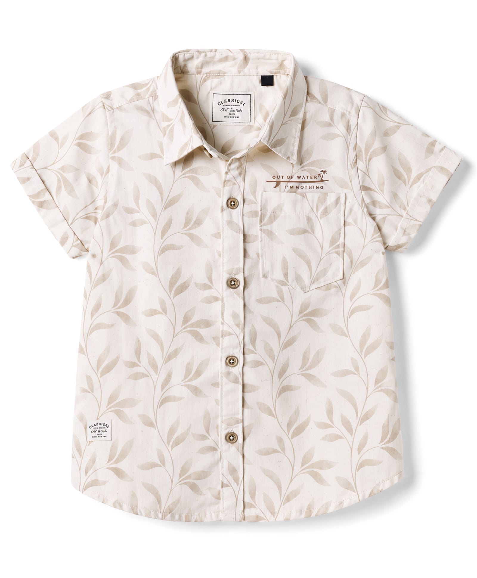 Ruff Cotton Linen Half Sleeves Shirt With Floral Print - Cream-image-9