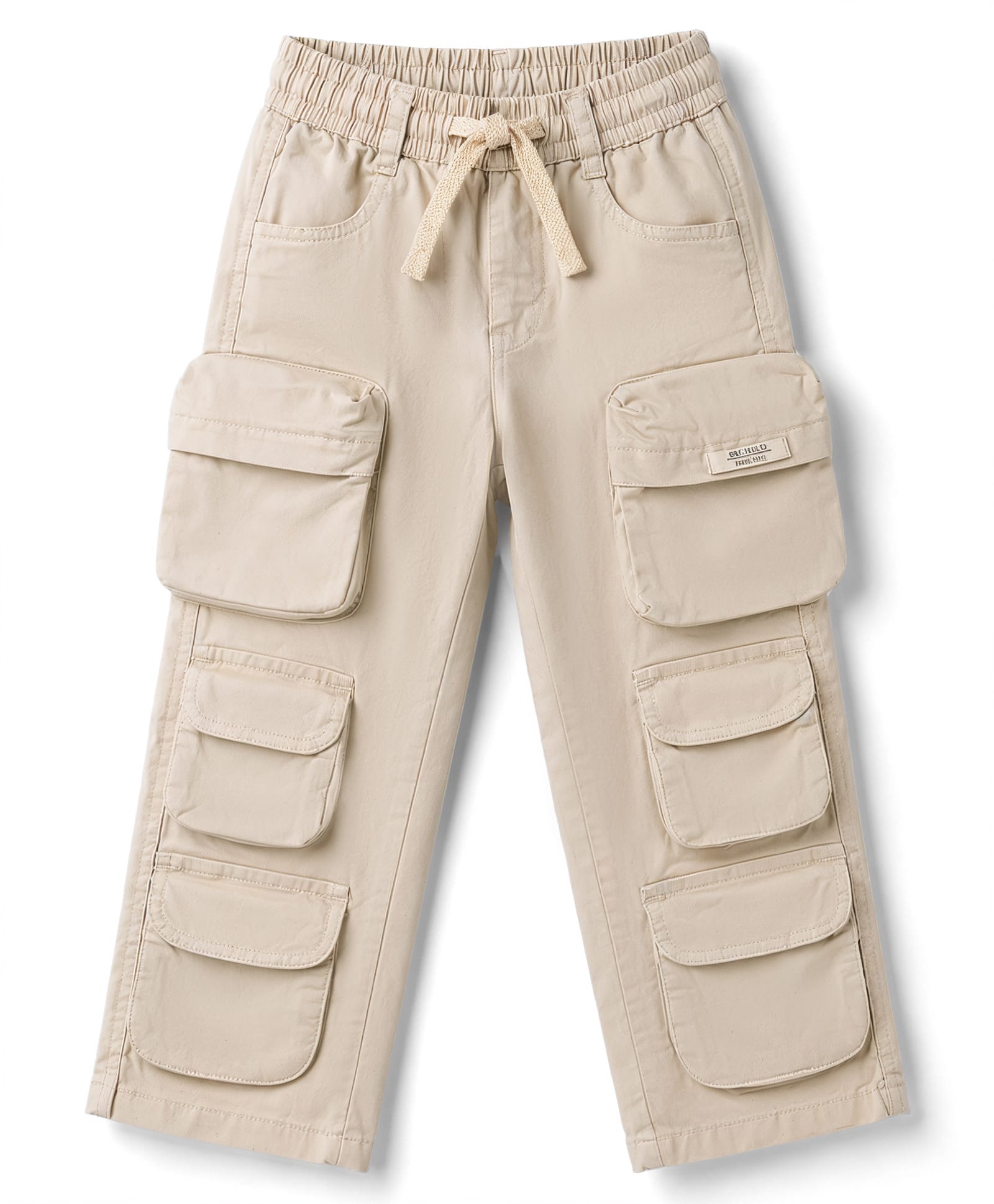 Ruff Cotton Woven Full Length Baggy Fit Solid Cargo Trouser - Cream-image-19