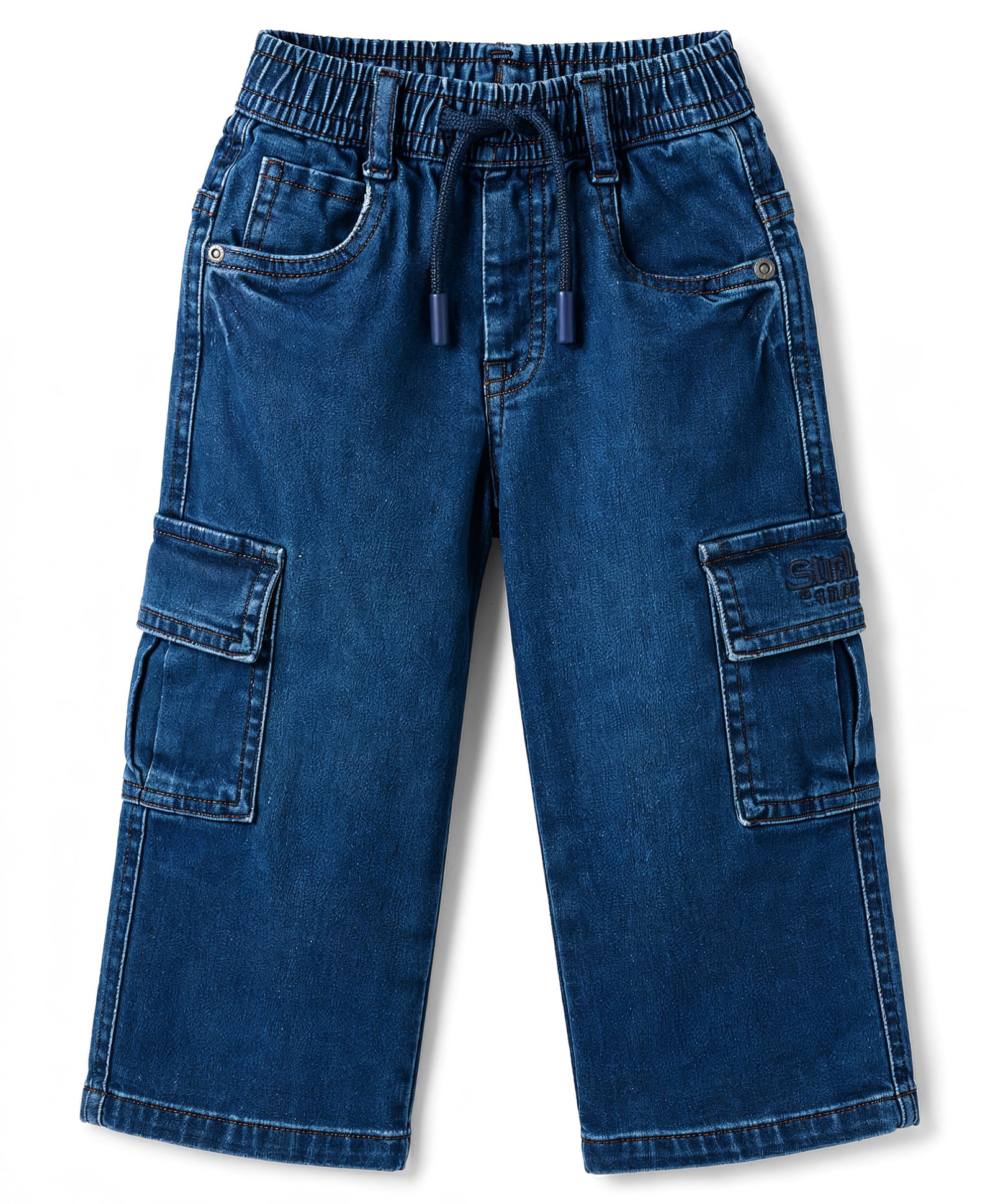 Ruff Full Length Straight Fit Cargo Washed Denim Jeans - Navy Blue-picture-13