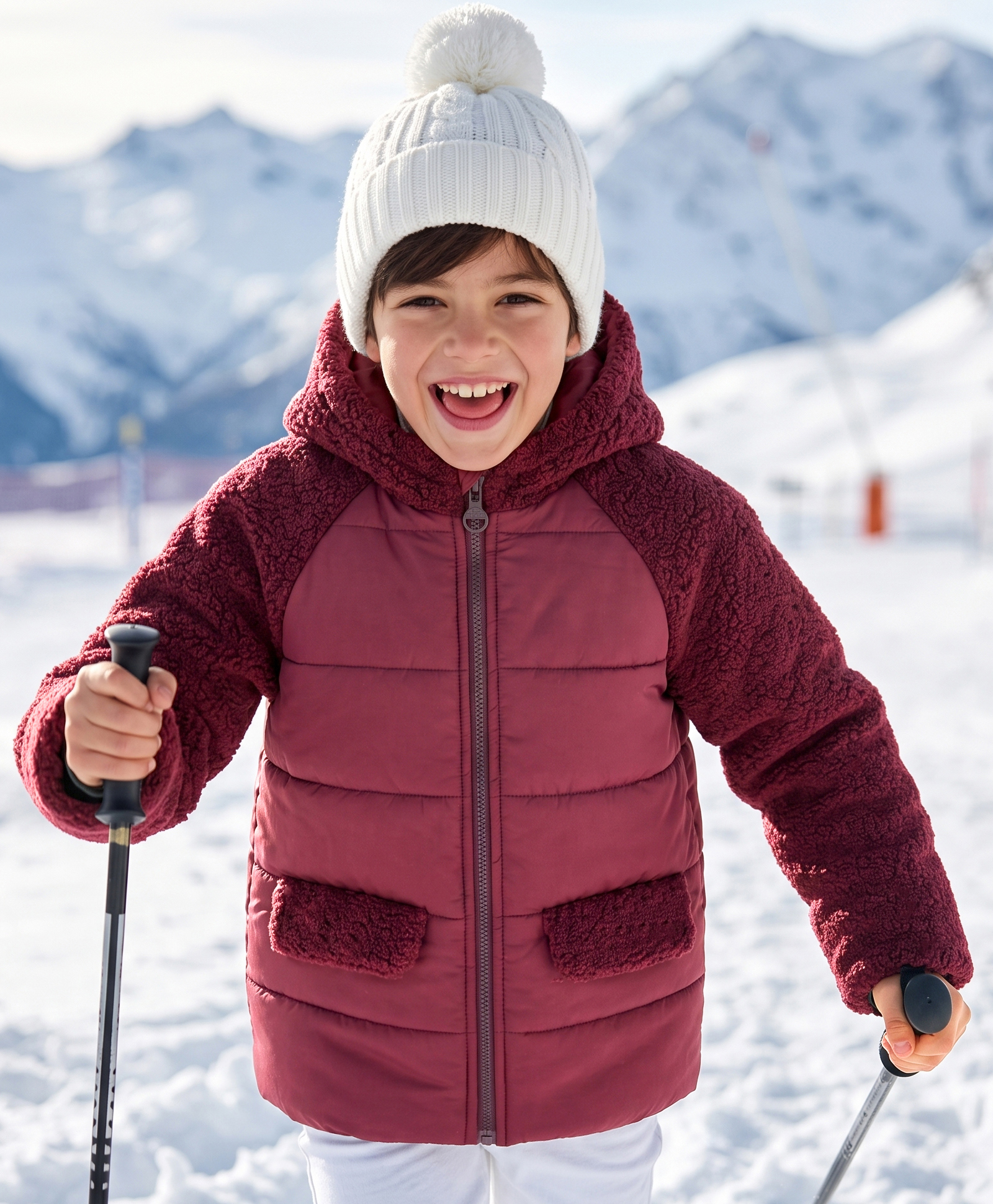 Pine Kids Woven Hooded Jacket with Full Sleeves - Red-image-10