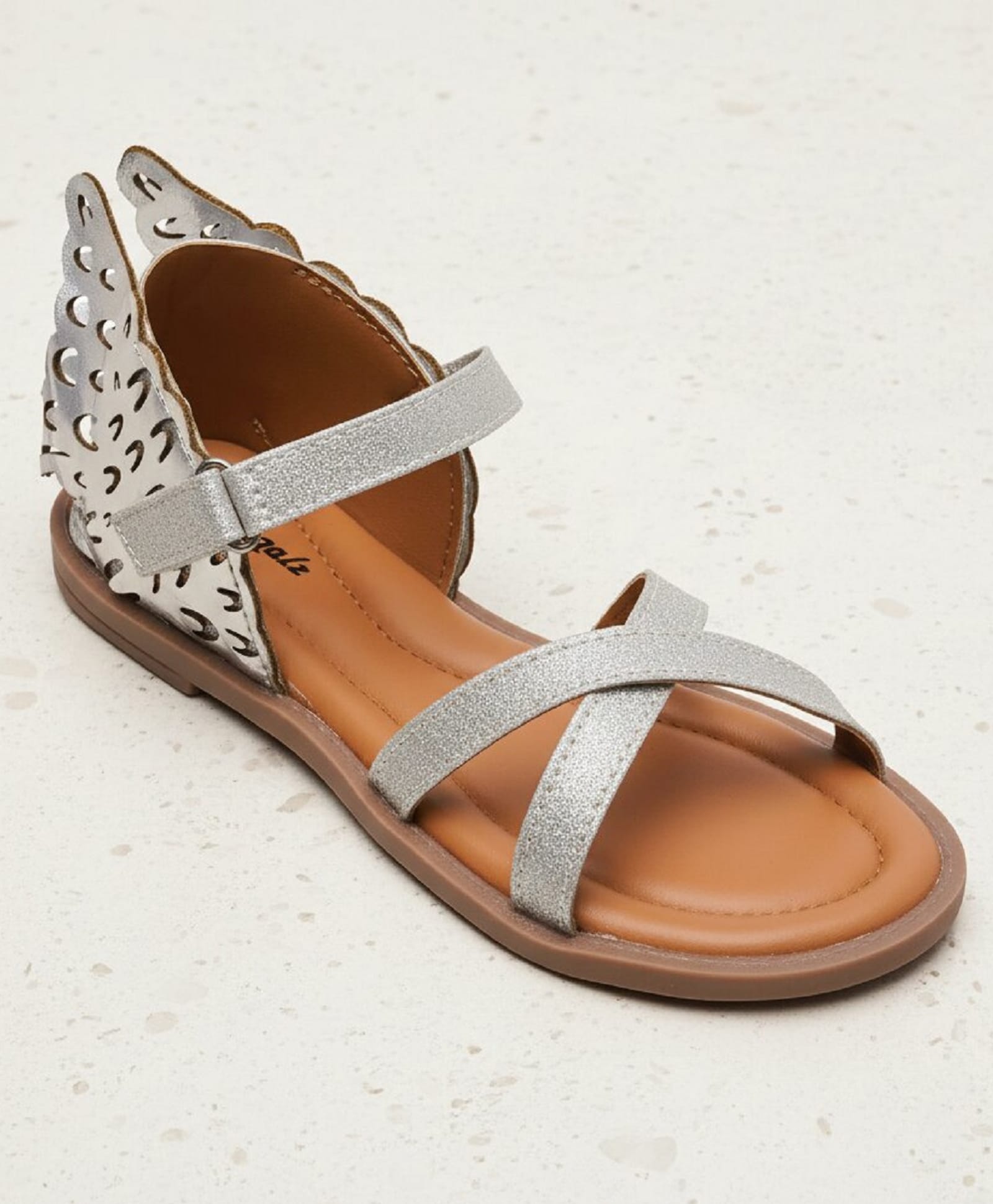 boyz n galz Shimmered Strap Detailed Velcro Closure Sandals - Silver-picture-18