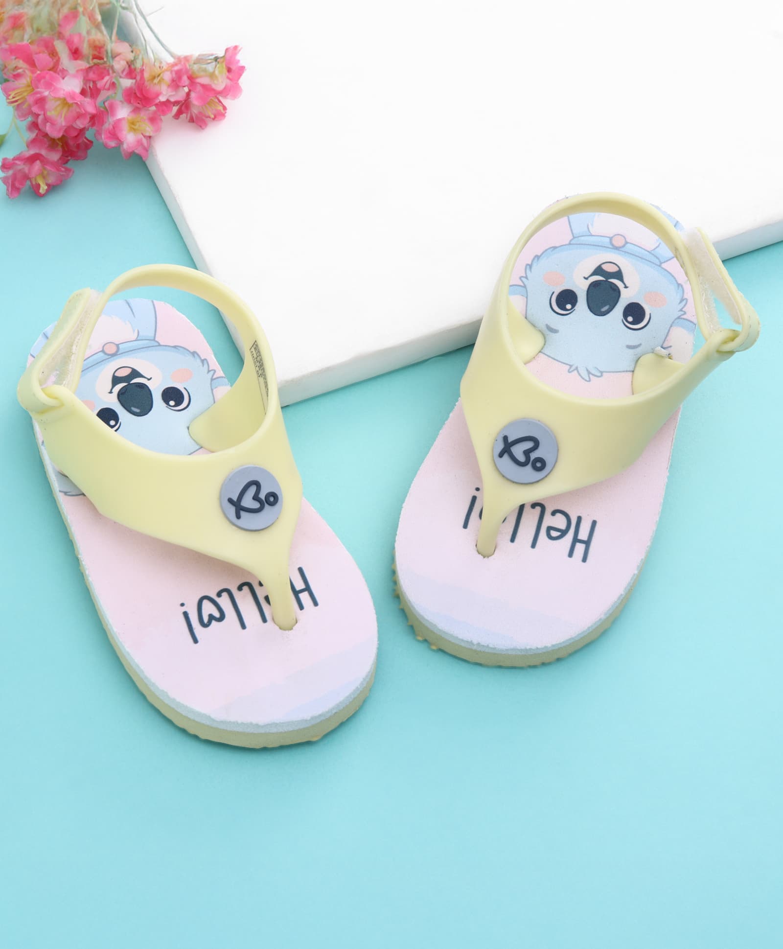 Babyoye Velcro Closure Flip Flops With Teddy Bear Print - Blue-picture-26