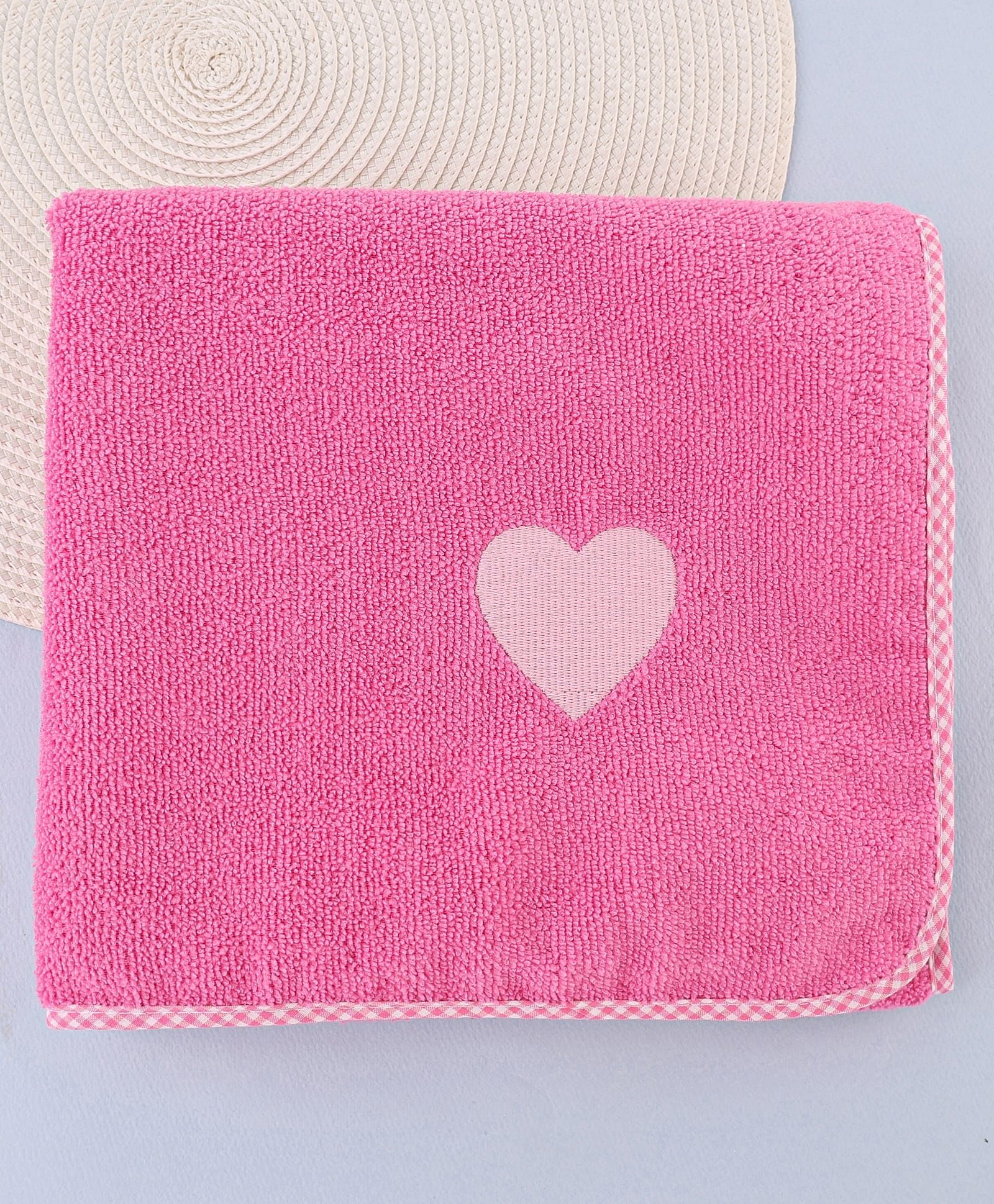 Babyhug Cotton Knit Towel With Hearts Embroidery L 102 x B 51 cm - Pink-image-37