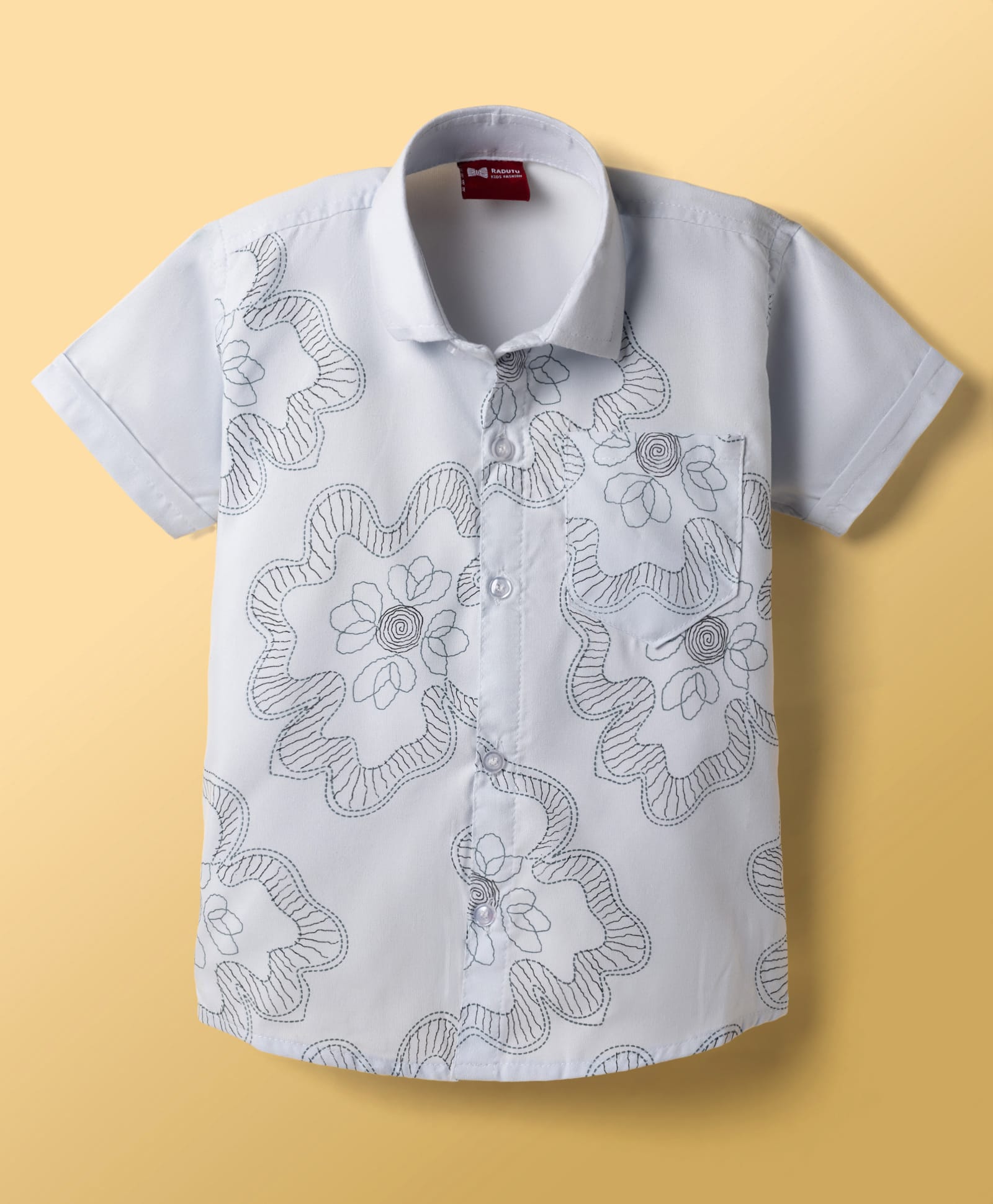 Radutu Cotton Woven Shirt Half Sleeve Floral Print Light/Sky Blue 3-4 Years-picture-31