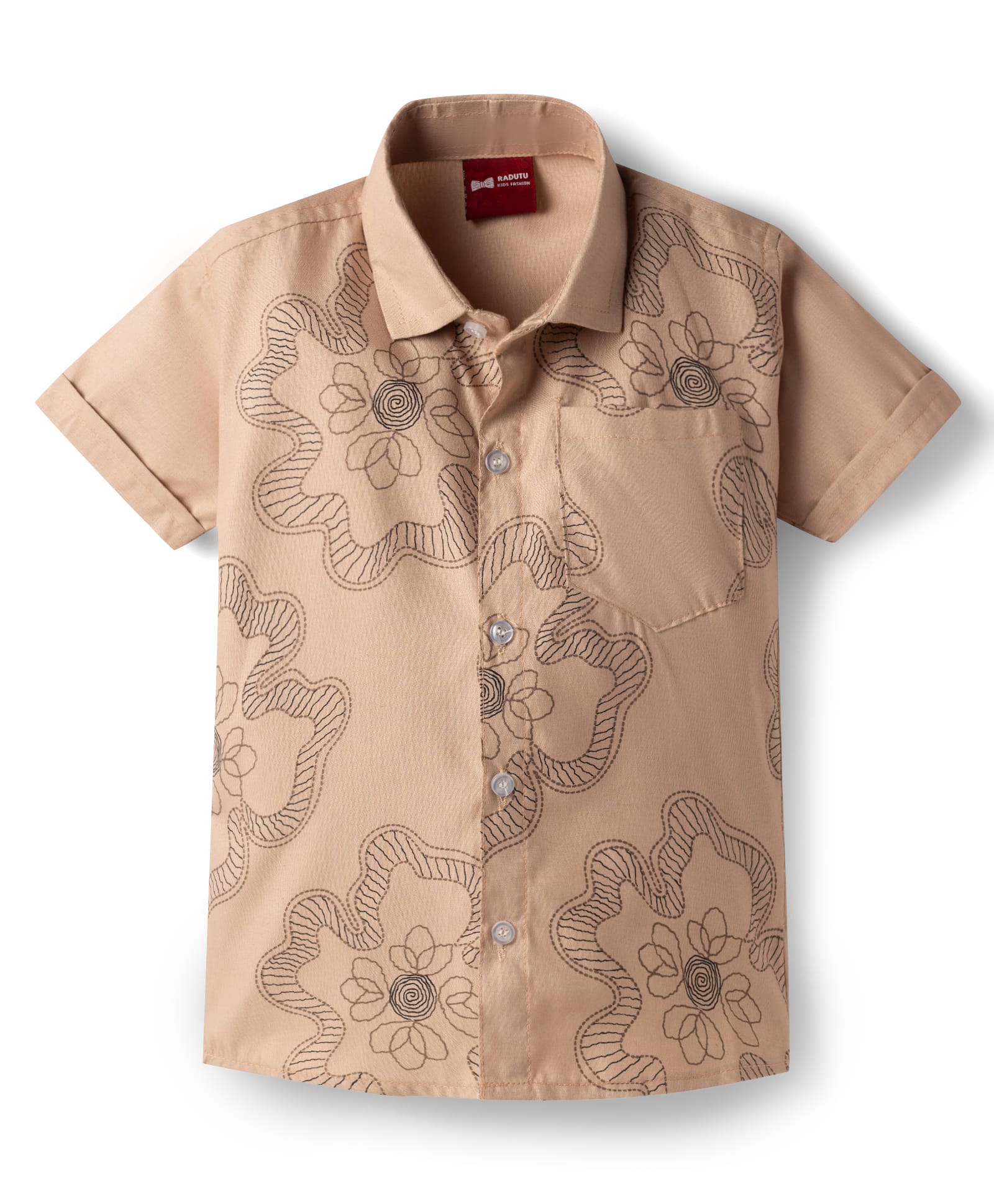 Radutu Cotton Woven Shirt Half Sleeves Collar Peach 3-4 Years-image-37