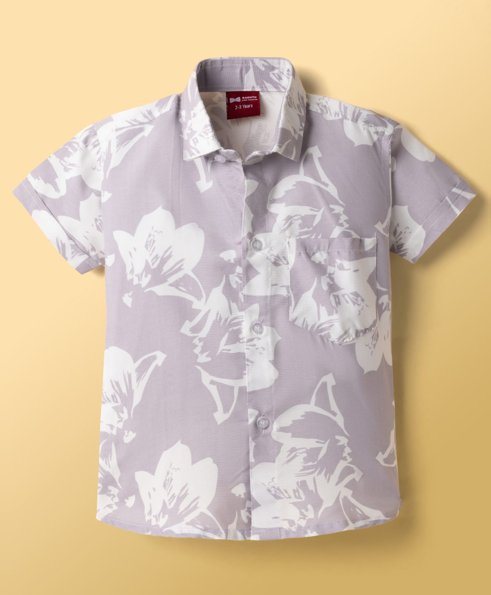 Radutu Cotton Woven Half Sleeve Floral Printed Shirt Lavender 4-5 Years-picture-20