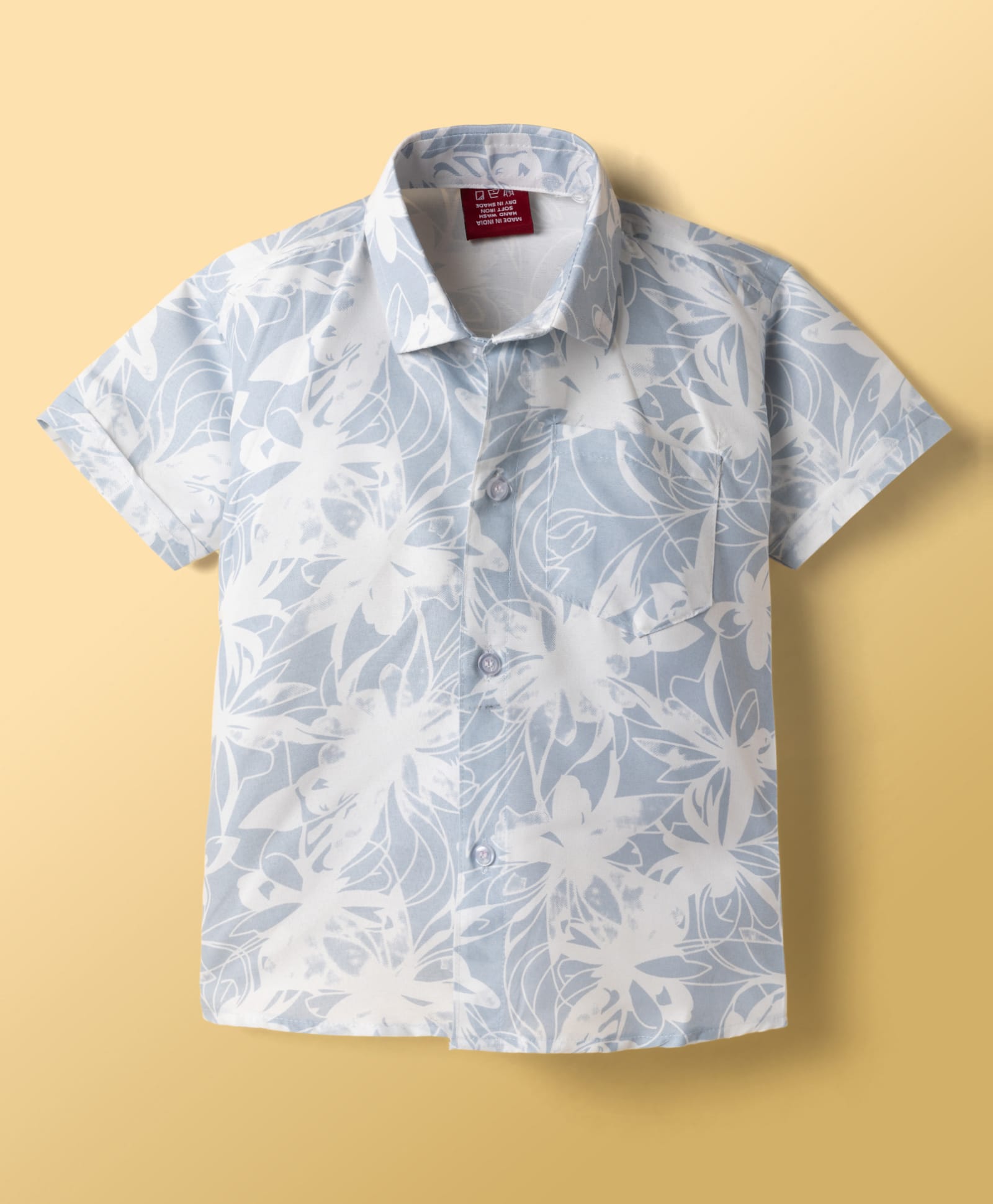 Radutu Cotton Woven Half Sleeve Collared Printed Shirt Light/Sky Blue 2-3 Years-picture-10