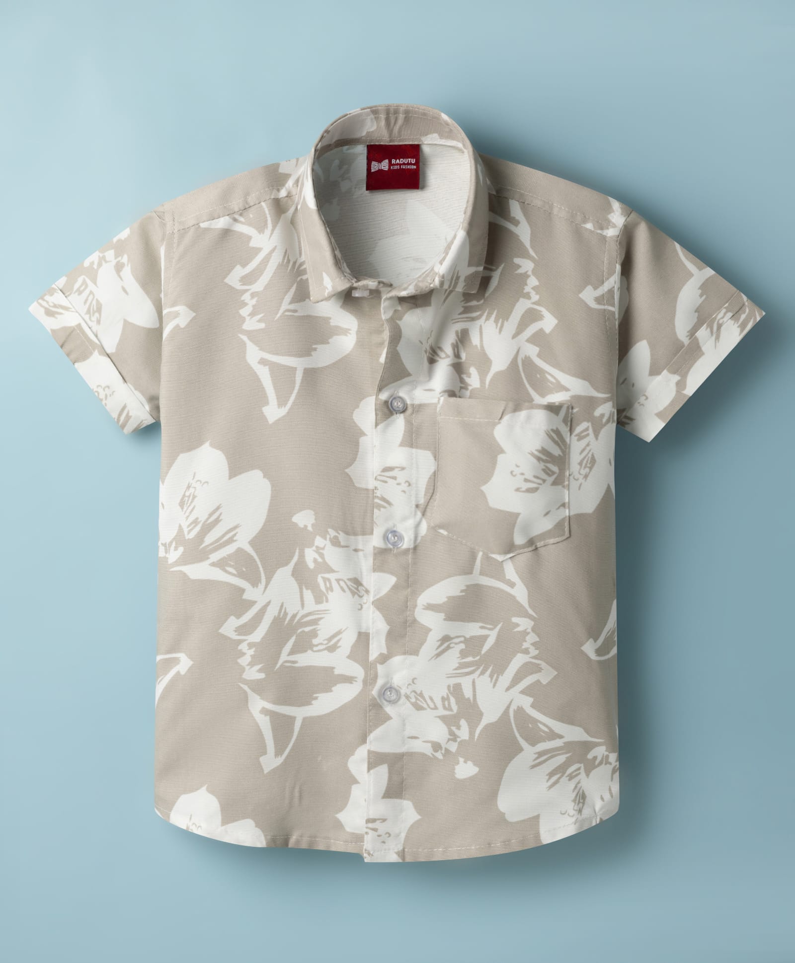 Radutu Cotton Woven Half Sleeve Printed Shirt Beige 2-3 Years-picture-19