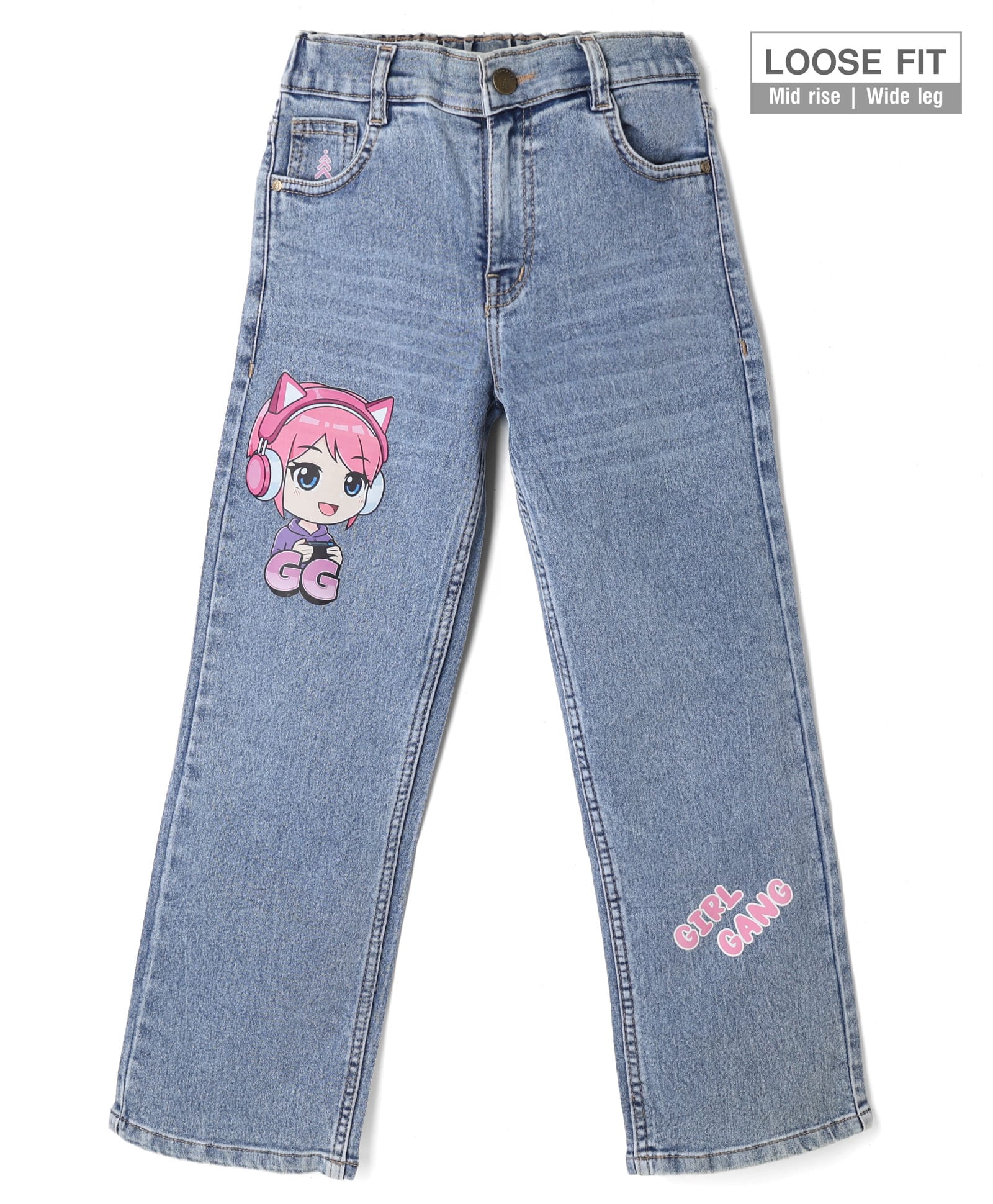 Pine Kids Denim Woven Full Length Jeans With Cartoon Patch - Blue-image-39