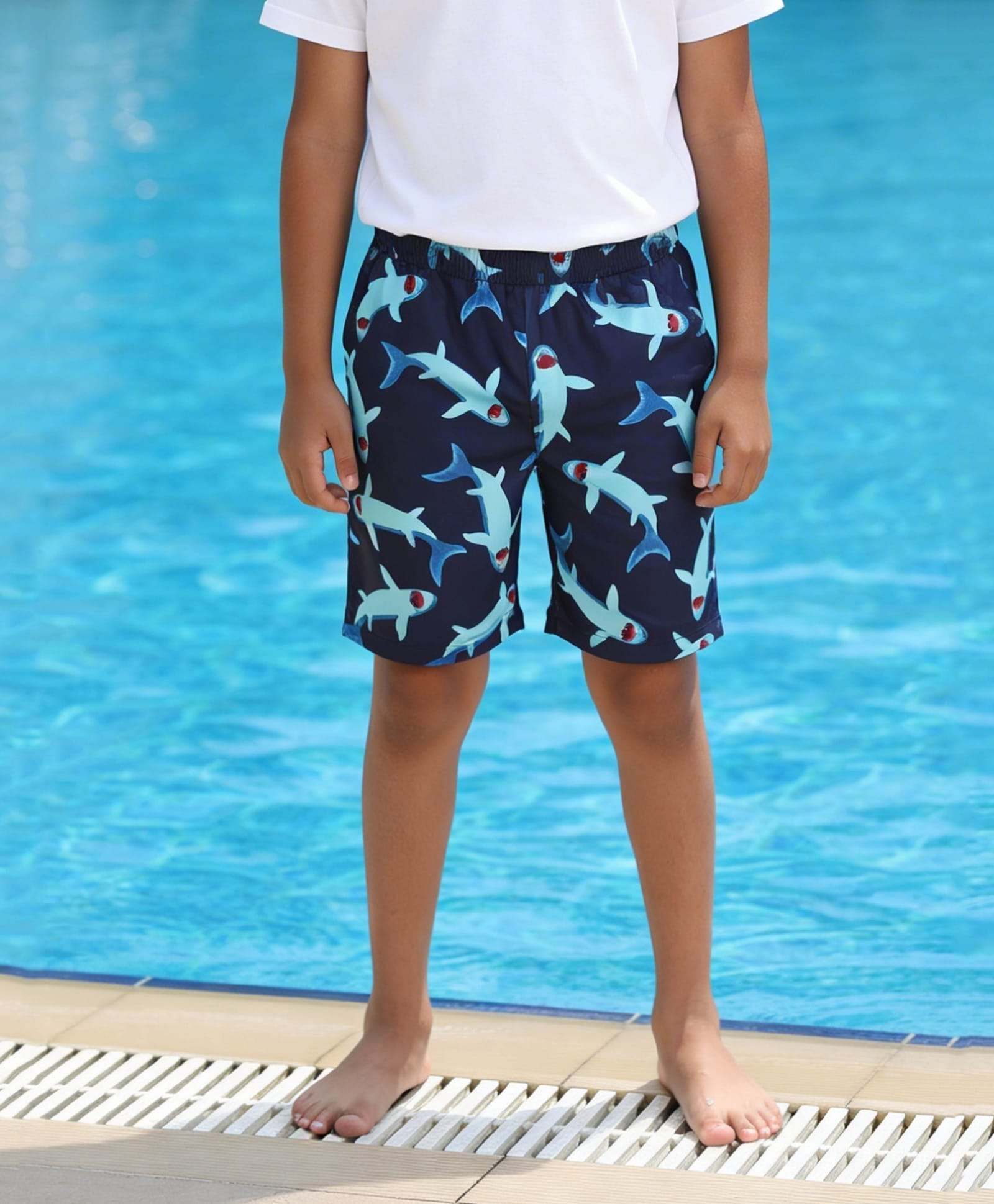 Kaboosh Shark Printed Swimming Shorts - Navy Blue-picture-32