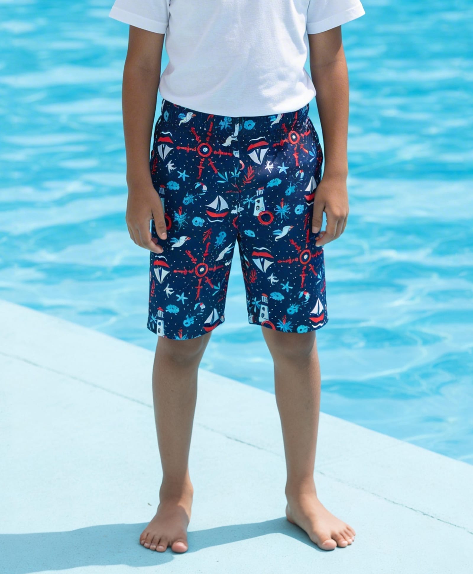 Kaboosh Nautical Theme Printed Swimming Shorts - Navy Blue-picture-27