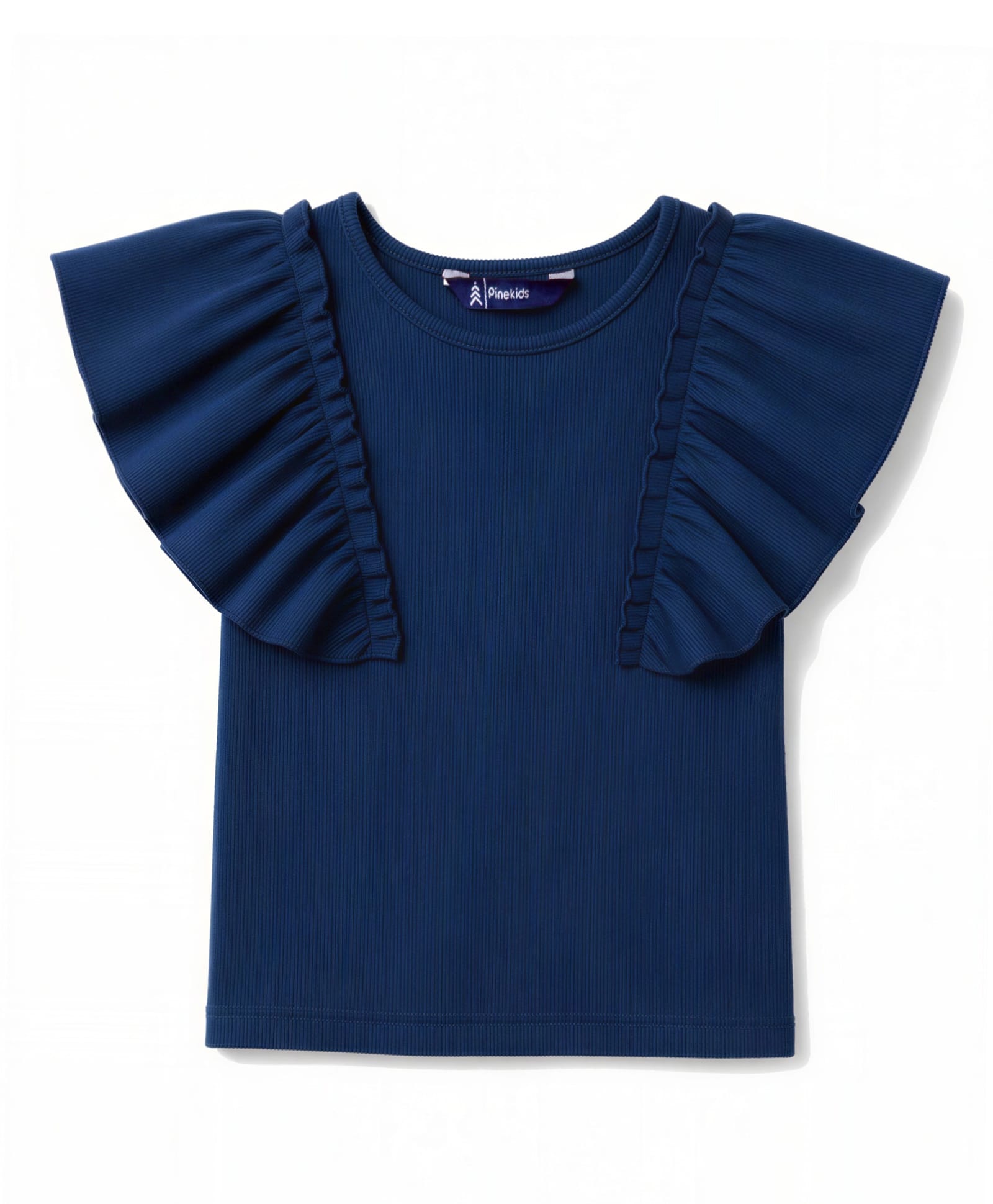 Pine Kids Cotton Knit Solid Flutter Half Sleeves Top - Navy Blue-picture-20