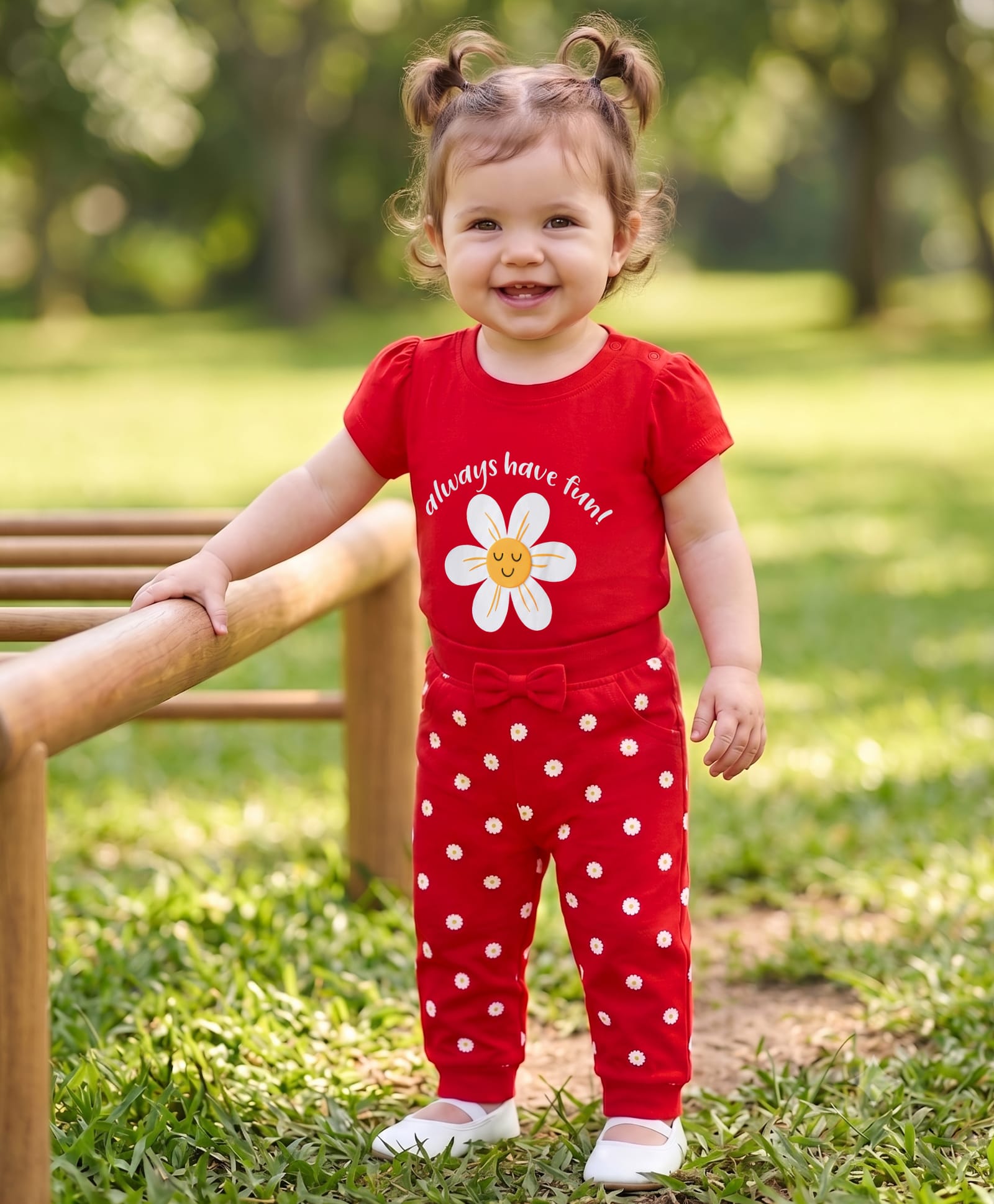 Doodle Poodle 100% Cotton Single Jersey Knit Half Sleeves Floral Printed Top & Bottom - Red-image-7