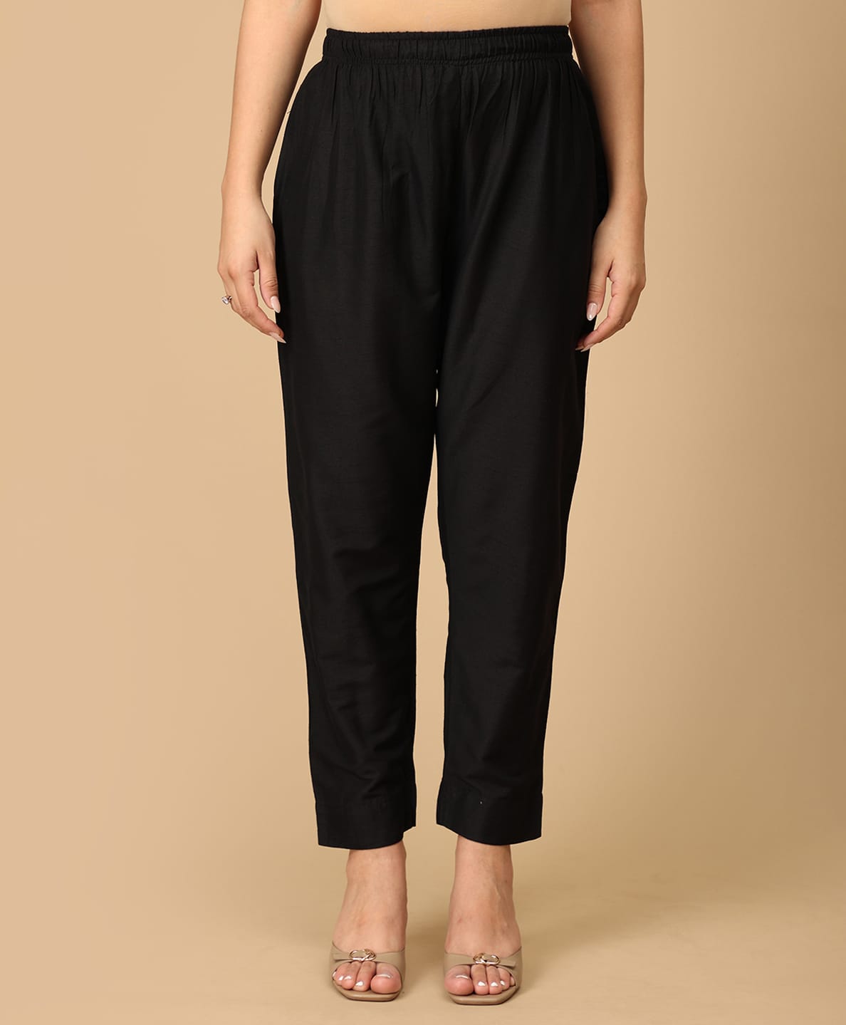 The Mom Store Cotton Woven Solid Maternity Pants - Black-picture-17