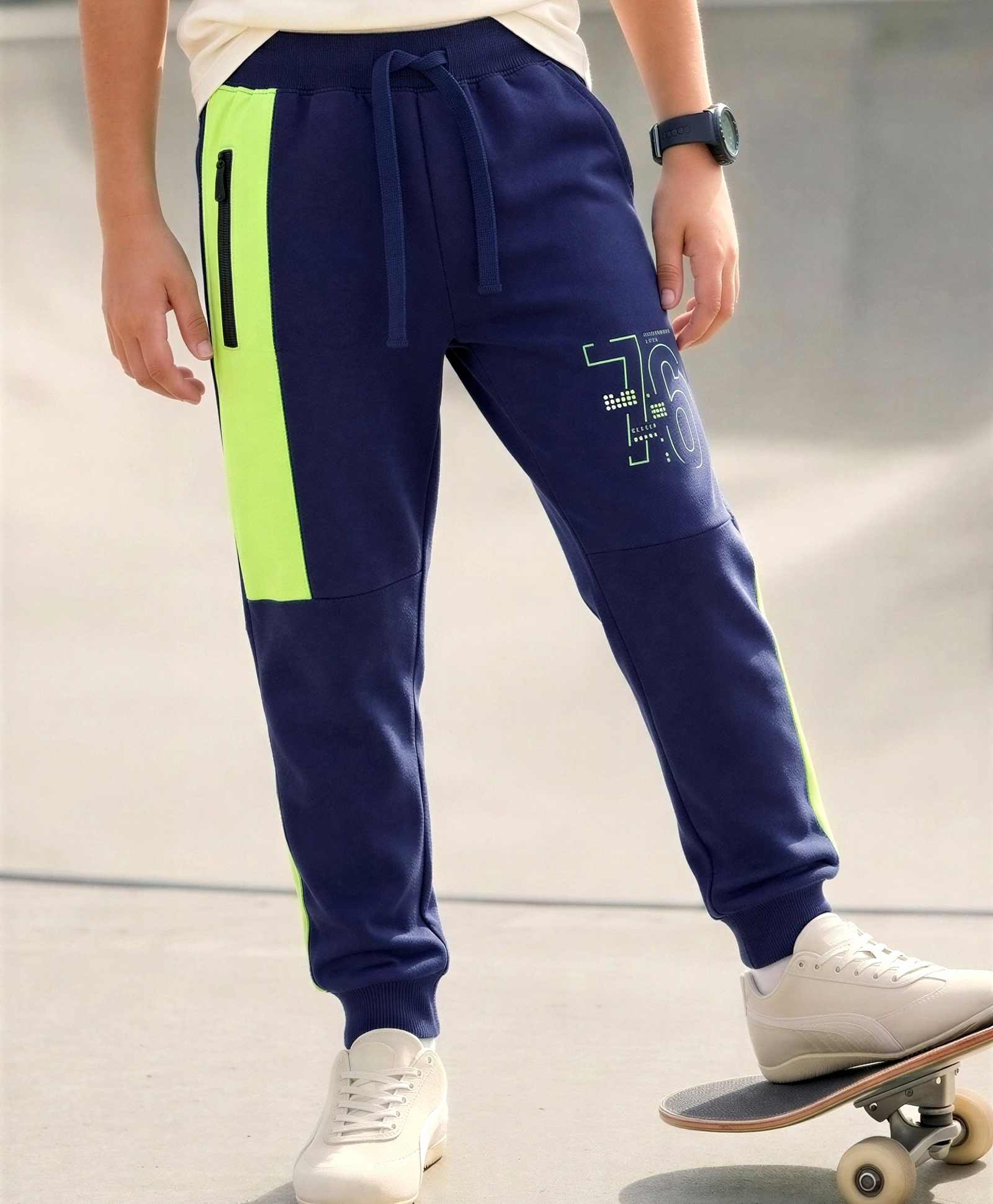 Pine Kids Knit Full Length Cut N Sew Text Printed Lounge Pant - Navy Blue-picture-7