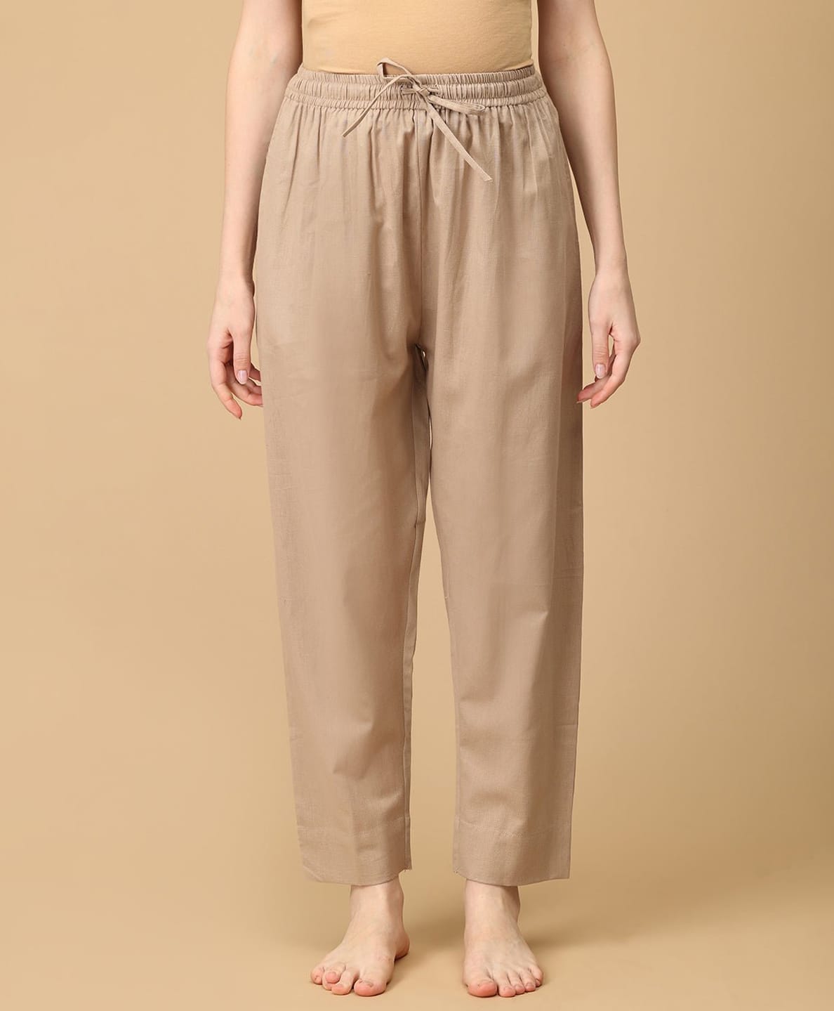 The Mom Store Cotton Woven Solid Maternity Lounge Pants - Cream-picture-21