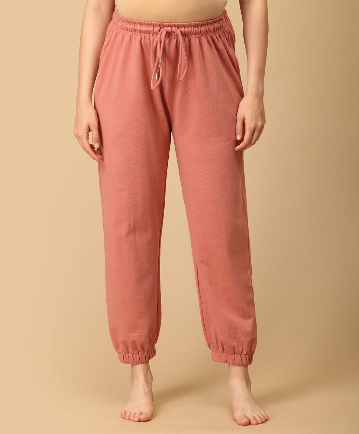 The Mom Store Cotton Knit Solid Maternity Joggers - Dark Pink-picture-21
