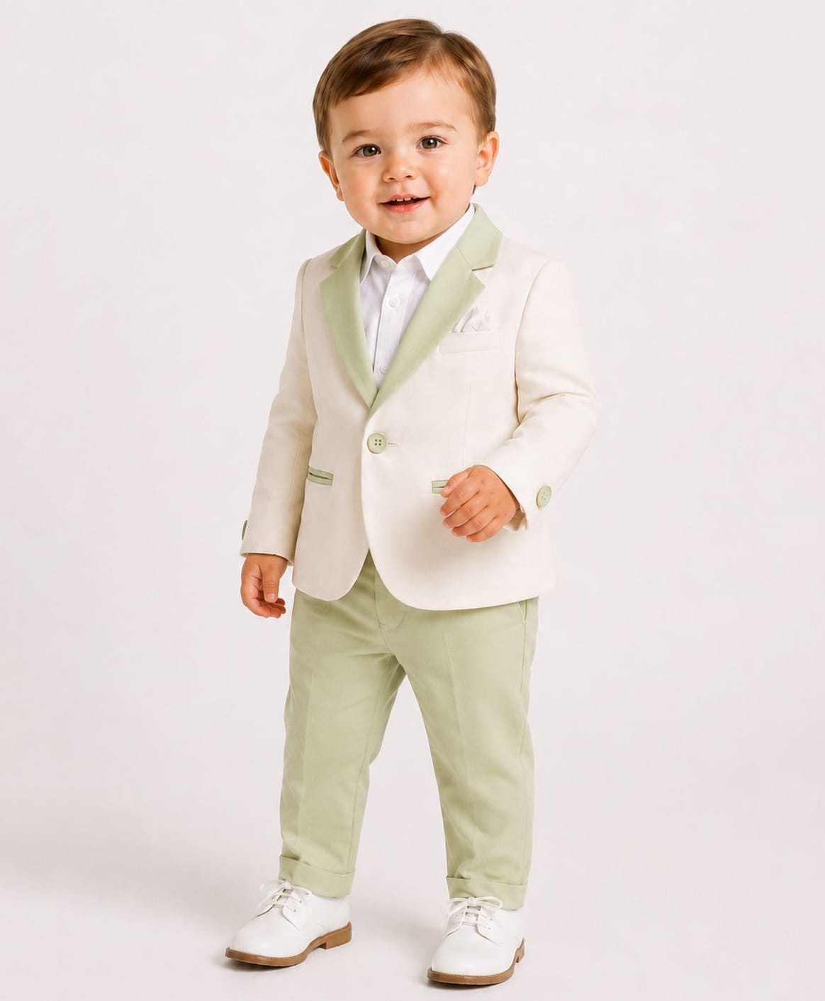 Spool Junior Cotton Woven Full Sleeves Floral Embroidered Blazer & Pant With Shirt Set - Pista Green-picture-35