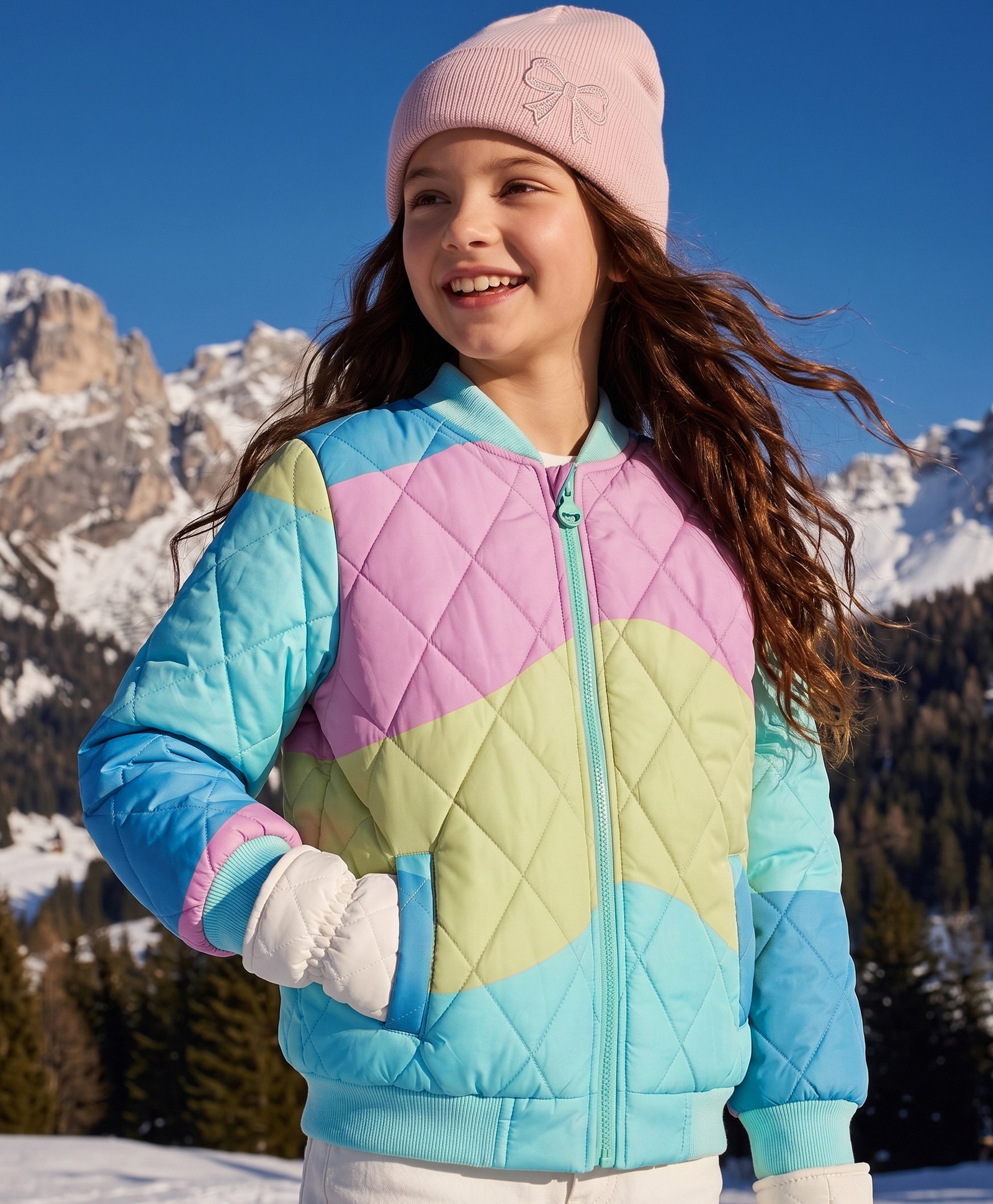 Pine Kids Woven Full Sleeves Quilted Bomber Jacket - Sea Green-picture-11