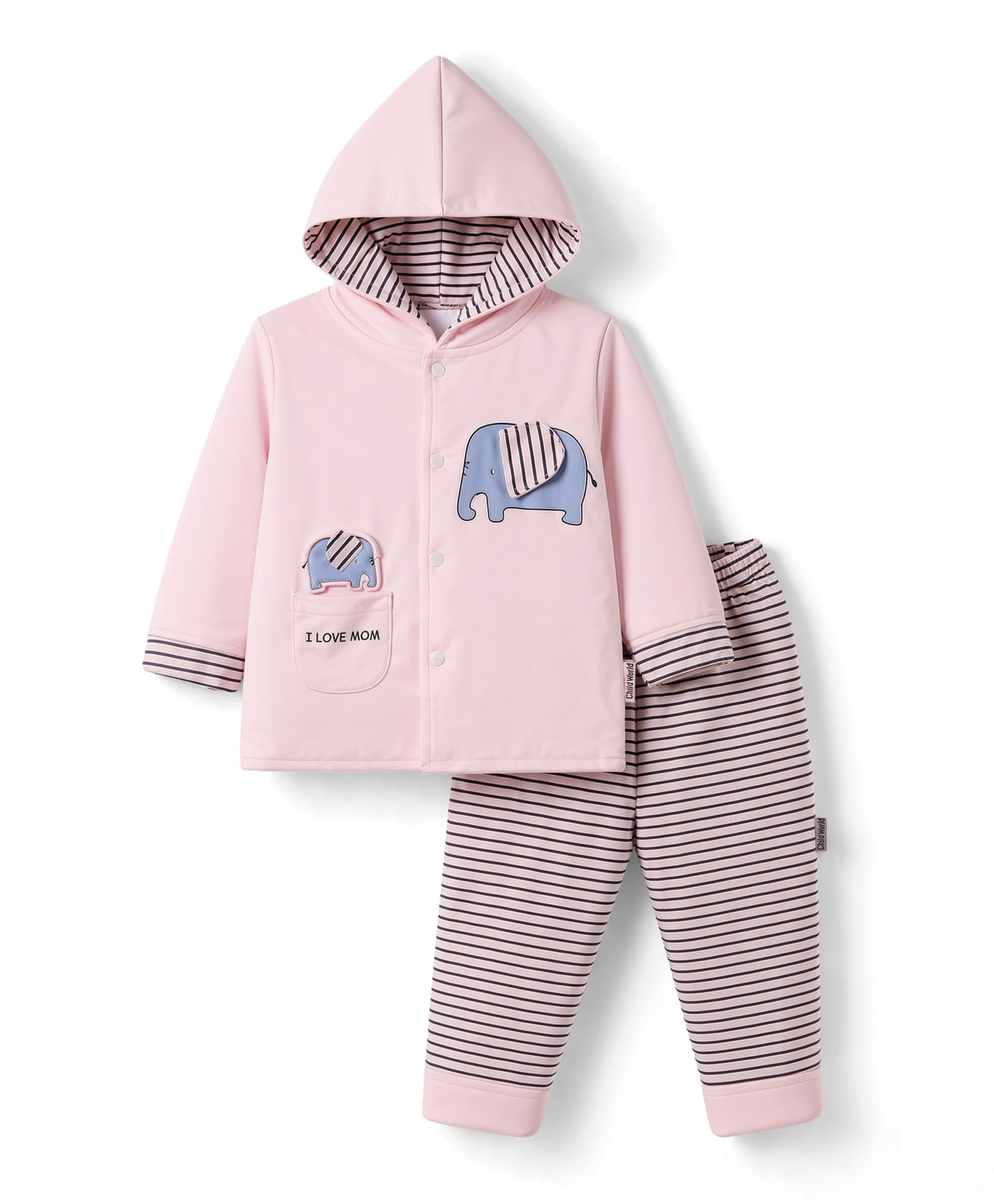 Child World Knit Full Sleeves Hooded Winter Wear Suit With Animal Print - Pink-picture-28