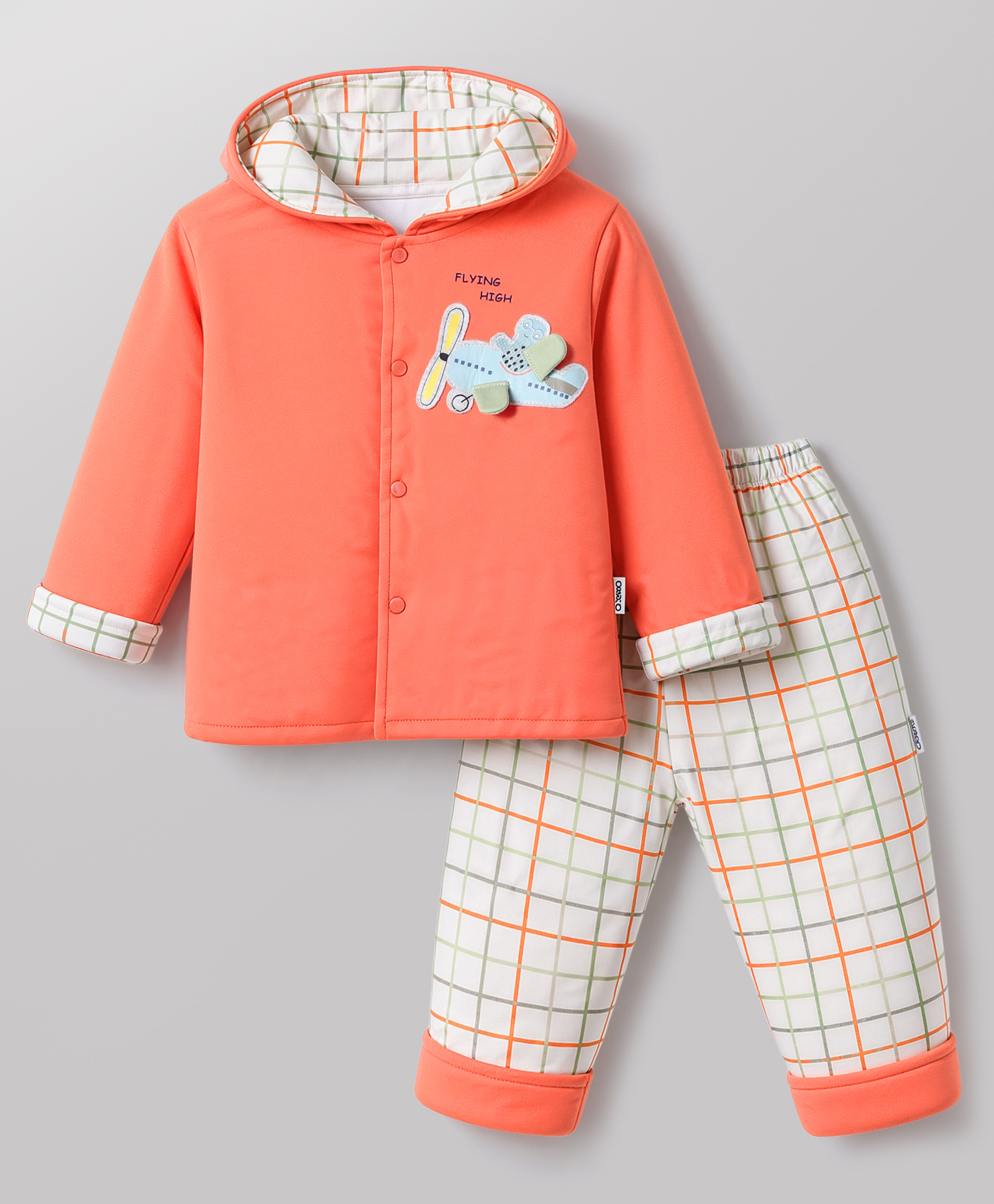 Child World Knit Full Sleeves Winter Wear Suits With Airplane Patch - Coral-image-12